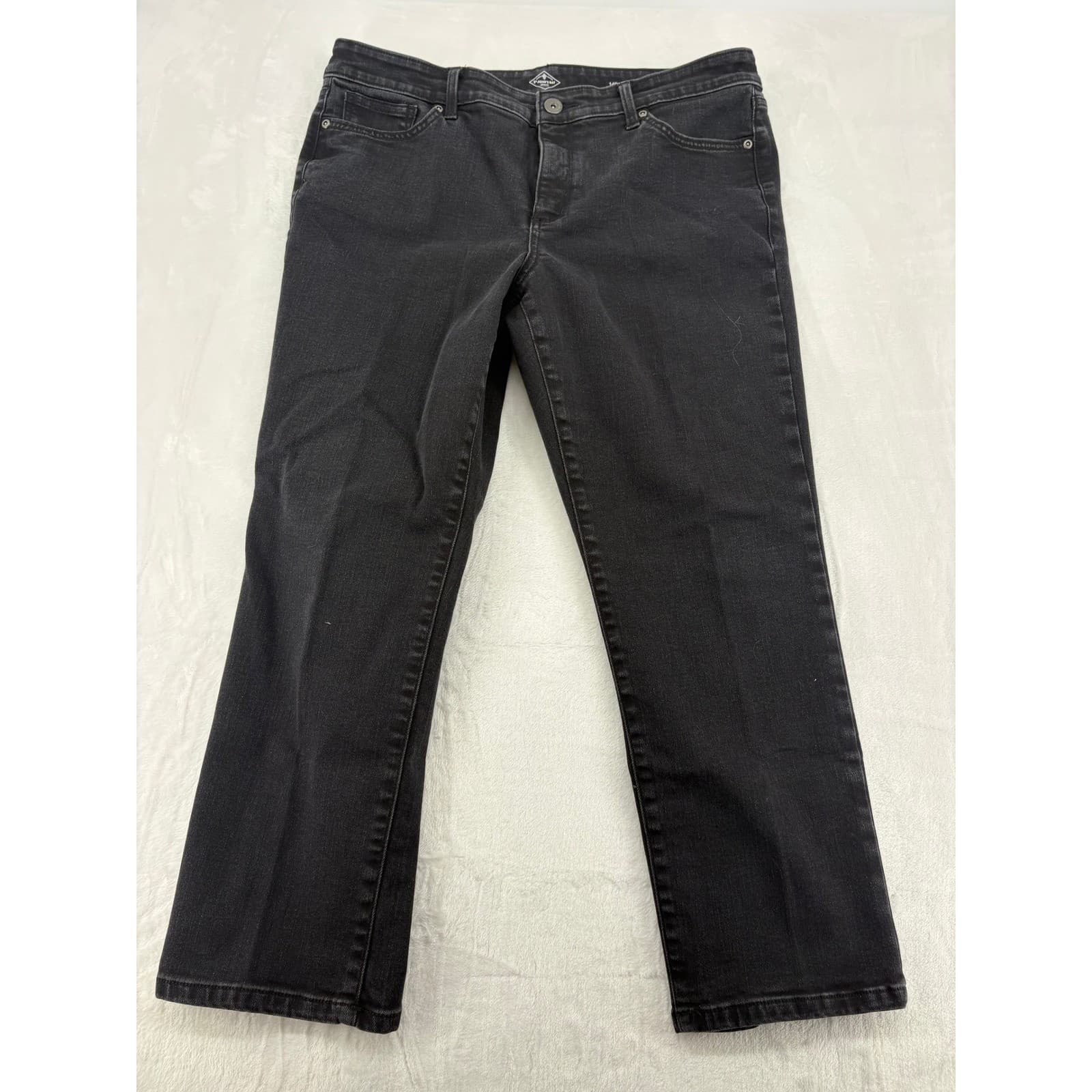 St John's Bay Jeans Mens 14PS Straight Leg Black Faded Denim Pants