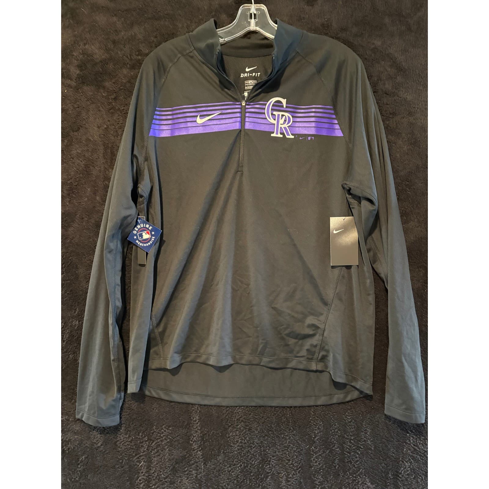 Nike Colorado Rockies MLB Dri-FIT Element 1/2 Zip Pullover Black Women's XL