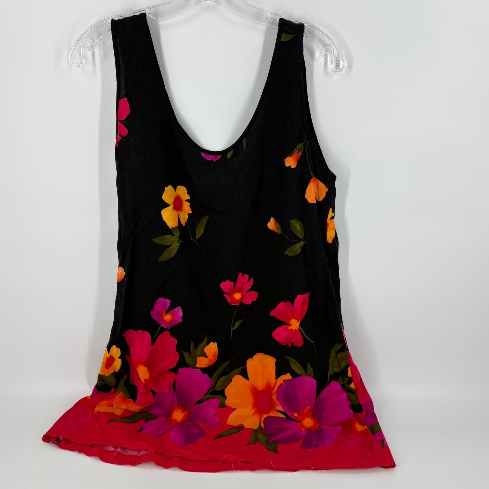Dotti Black Floral Tank Top Sleeveless Casual Summer Top