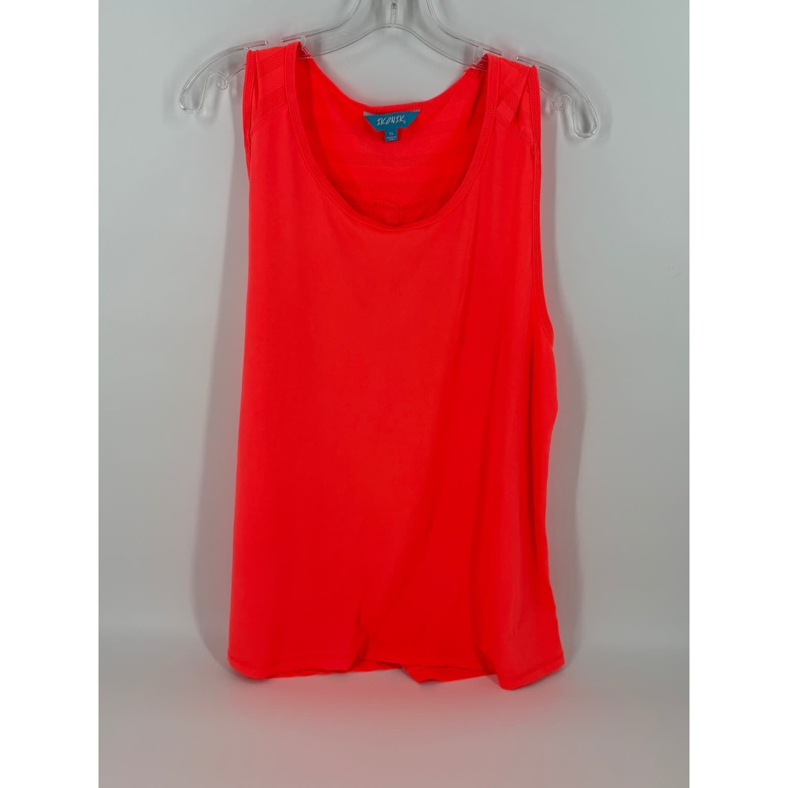 Ikonik Womens XL Tank Top Neon Coral Racerback Sleeveless Athletic Casual