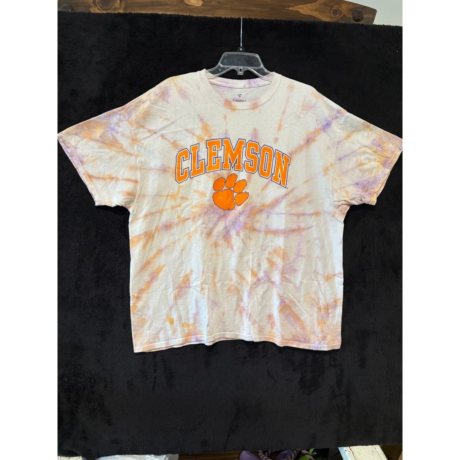 Fanatics T-Shirt Mens 2XL Clemson Tigers Orange Purple Tie Dye Graphic 2XL