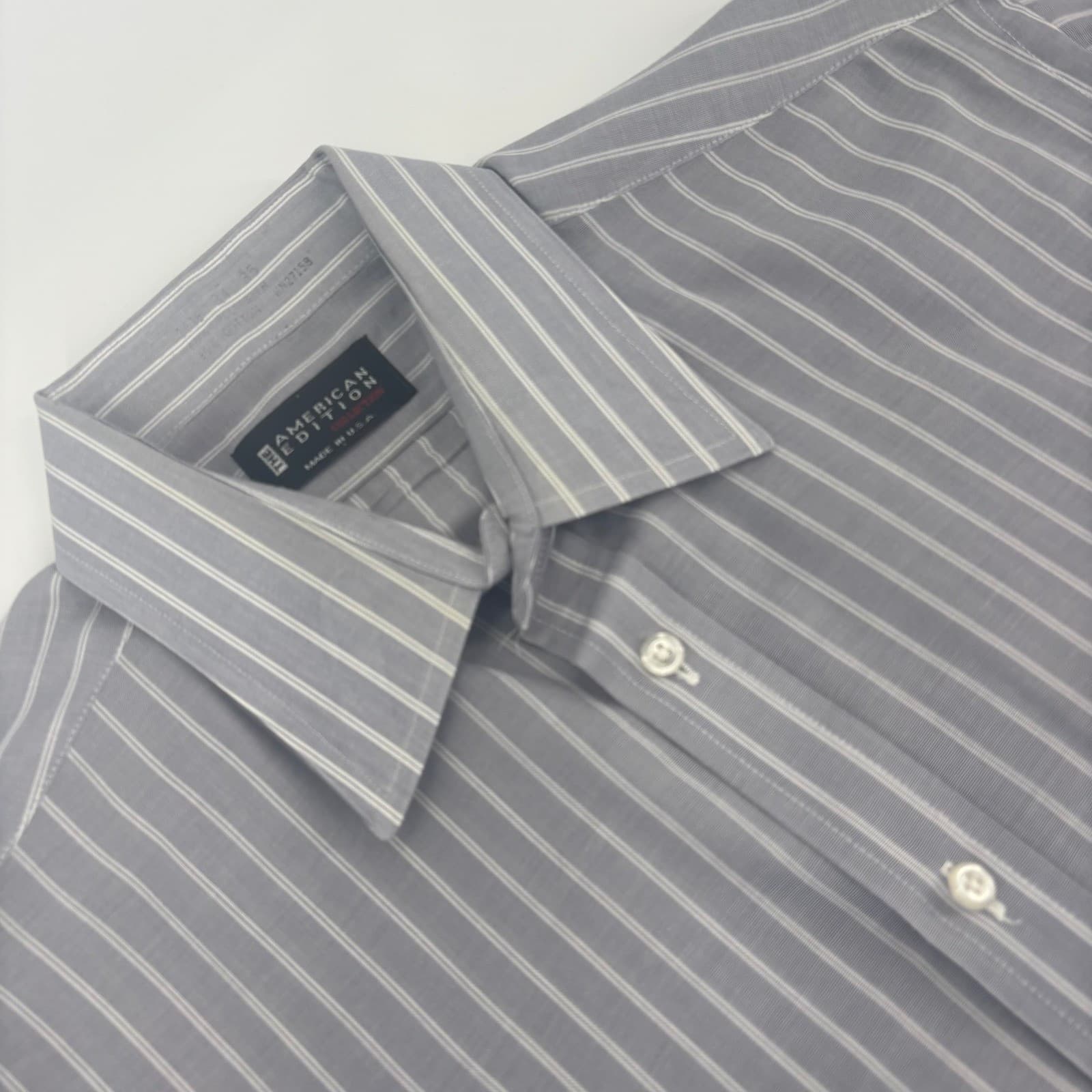 American Edition Men's Classic Stripe Dress Shirt Long Sleeve Made in USA