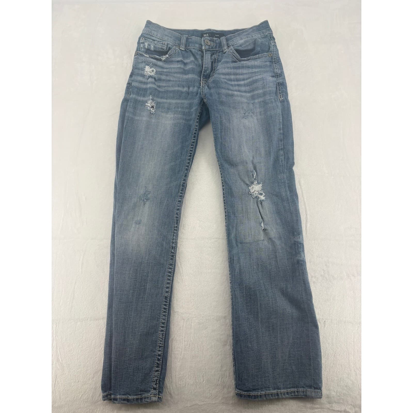 BKE Aiden Jeans Mens 29x30 Straight Blue Distressed Denim Pants
