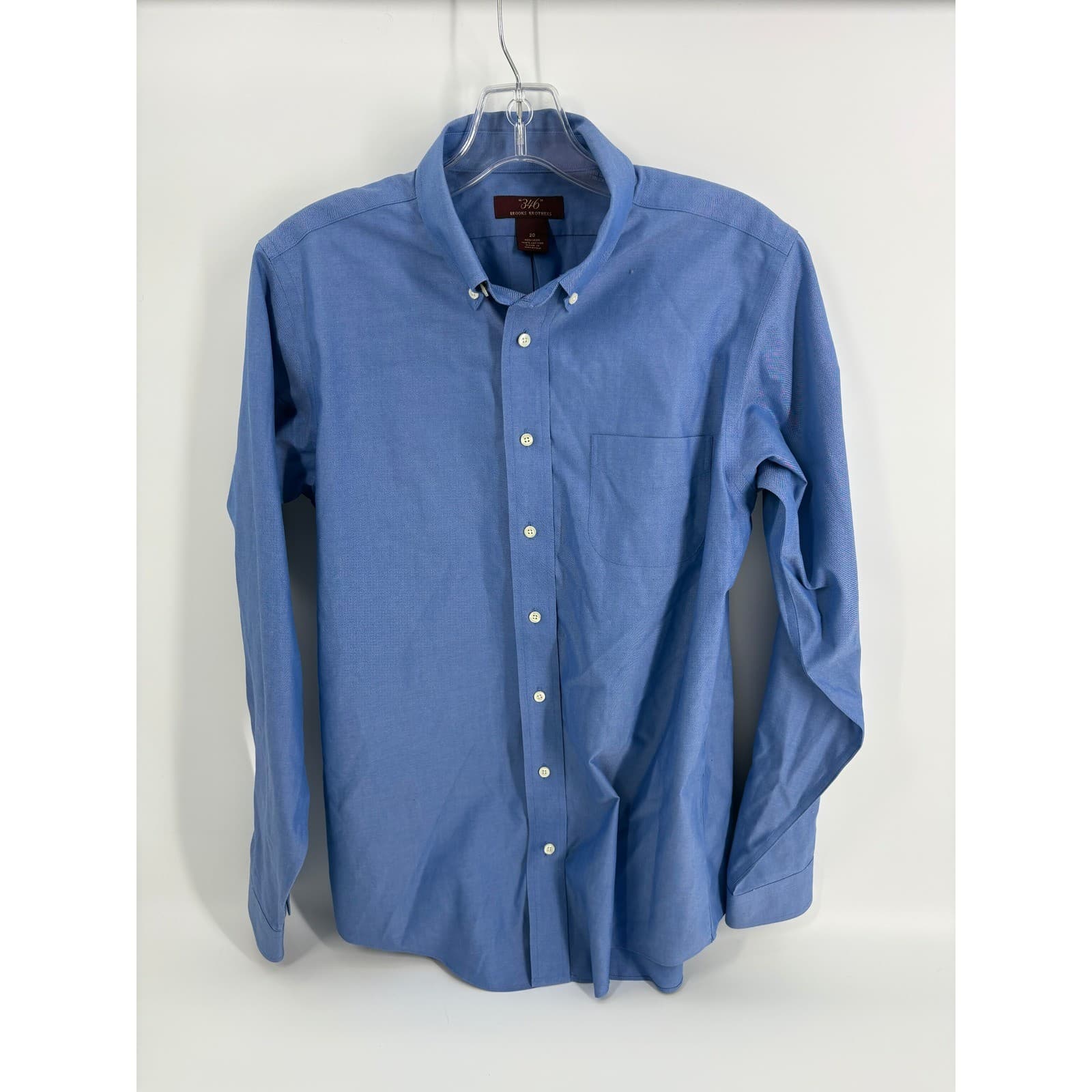 Brooks Brothers 346 Mens Long Sleeve Button Down Shirt Size 20 Blue Cotton