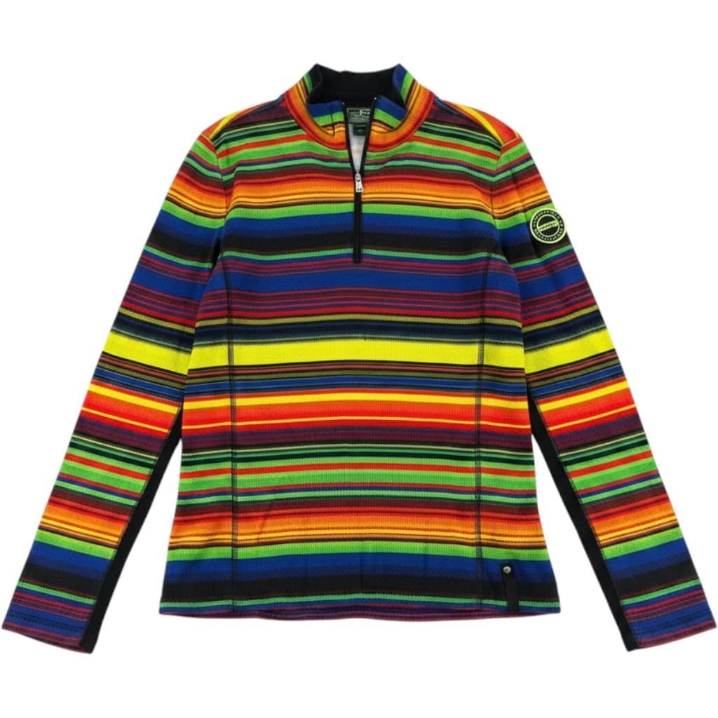Lauren Active Ralph Lauren Pullover Womens L 1/4 Zip Rainbow Stripe Waffle Knit