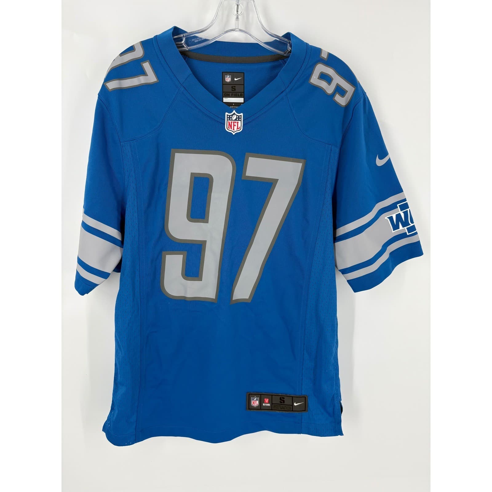 Detroit Lions NFL Nike 97 Hutchinson Jersey Men's Small Blue On Field