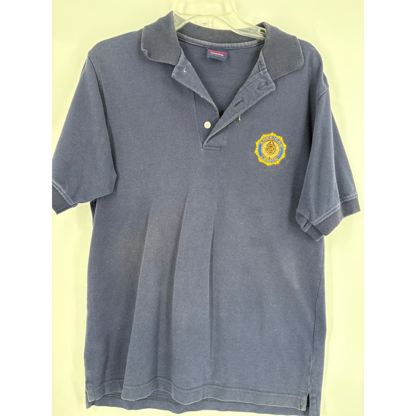 King Louie Blue American Legion Polo Men's Shirt Medium Union Made USA