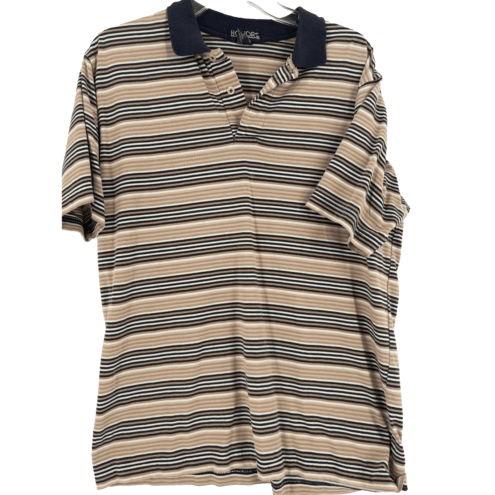 Honors Mens Striped Polo Shirt Size Large Short Sleeve Casual Golf Shirt Top