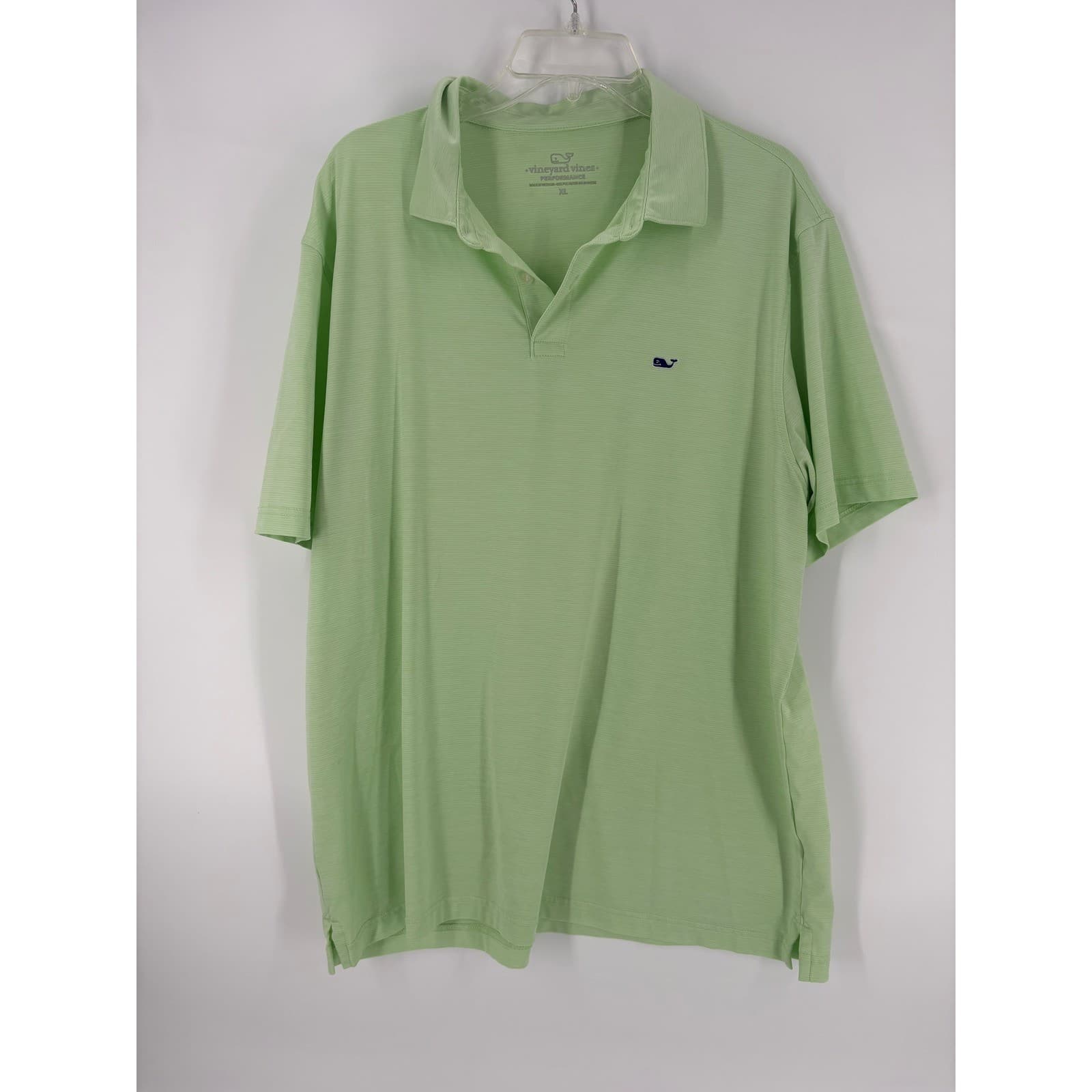 Vineyard Vines Performance Polo Shirt Men's XL Green Striped Whale Short Sleeve