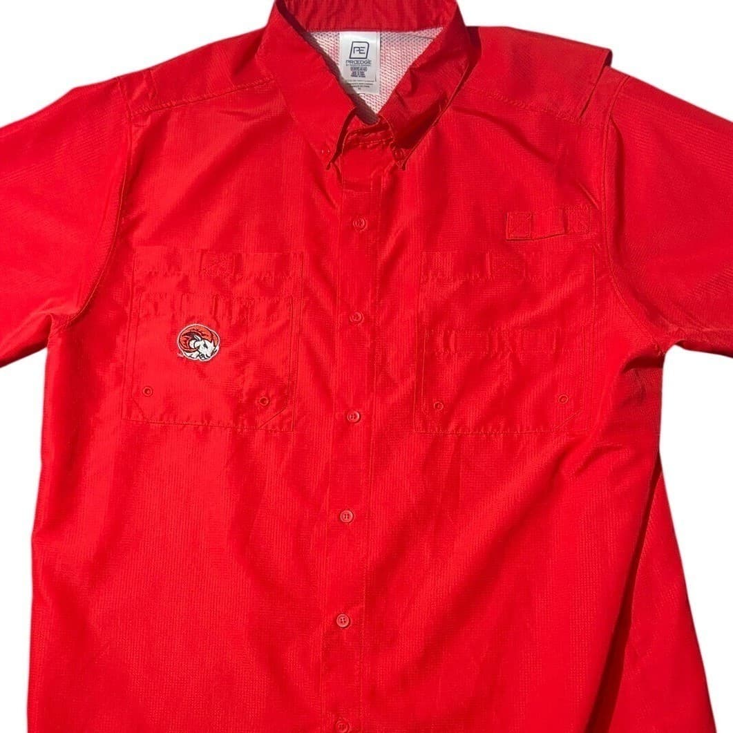 Pro Edge Fishing Shirt Mens XL Red Winston-Salem State Vented Short Sleeve