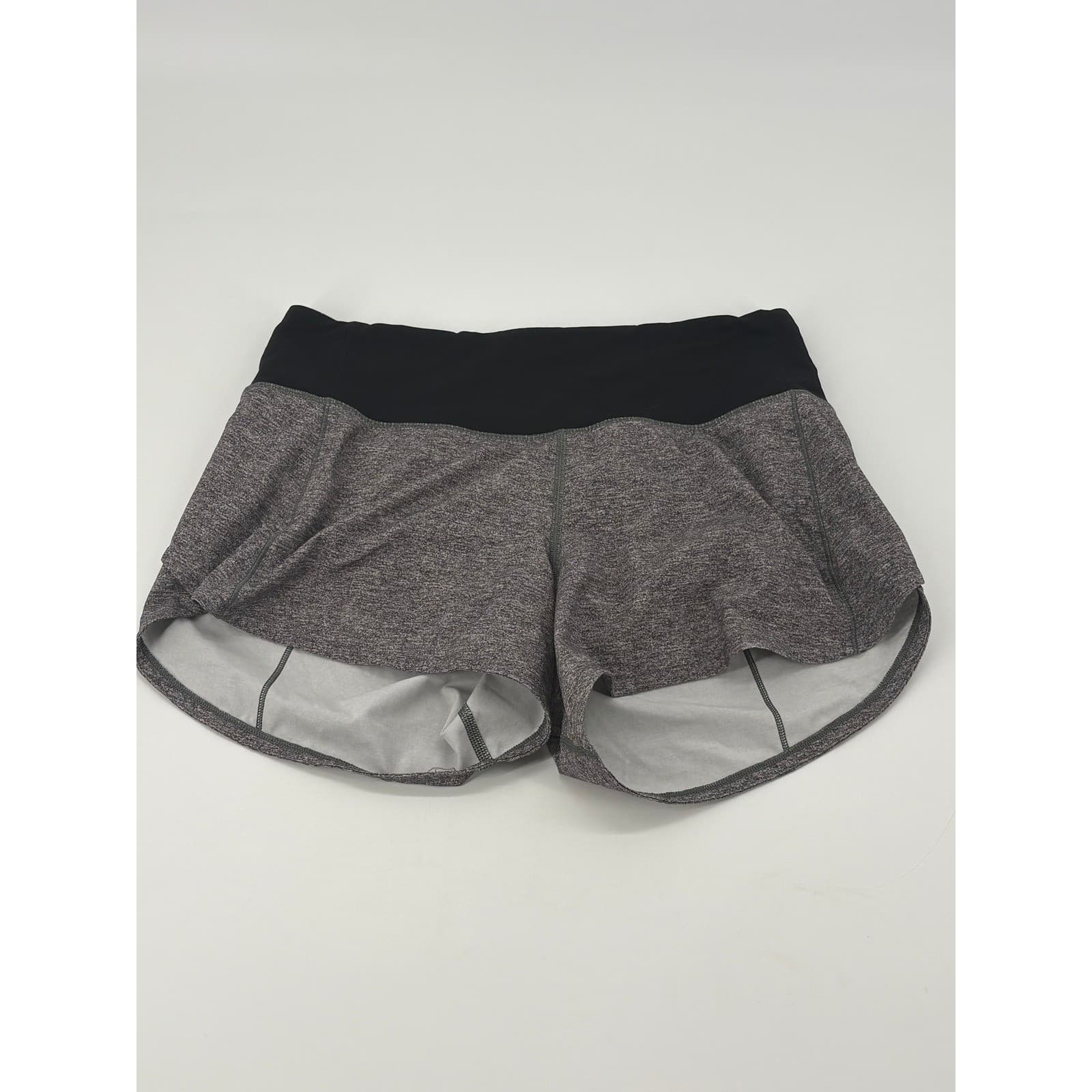 Lululemon Women's Gray Heathered Running Shorts Size 4 Zipper Pocket