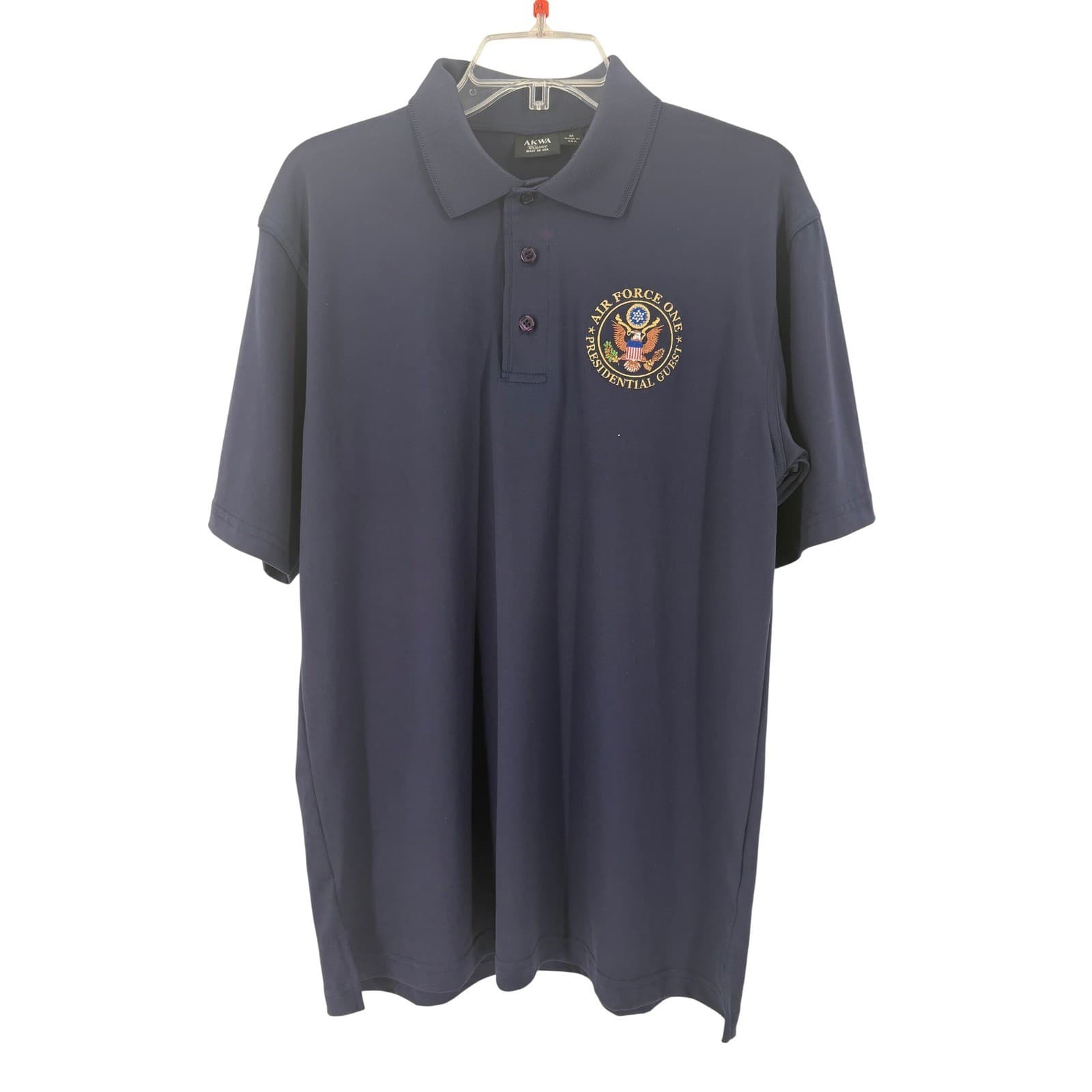 AKWA Classic Mens Navy Blue Air Force One Presidential Guest Polo Shirt Medium