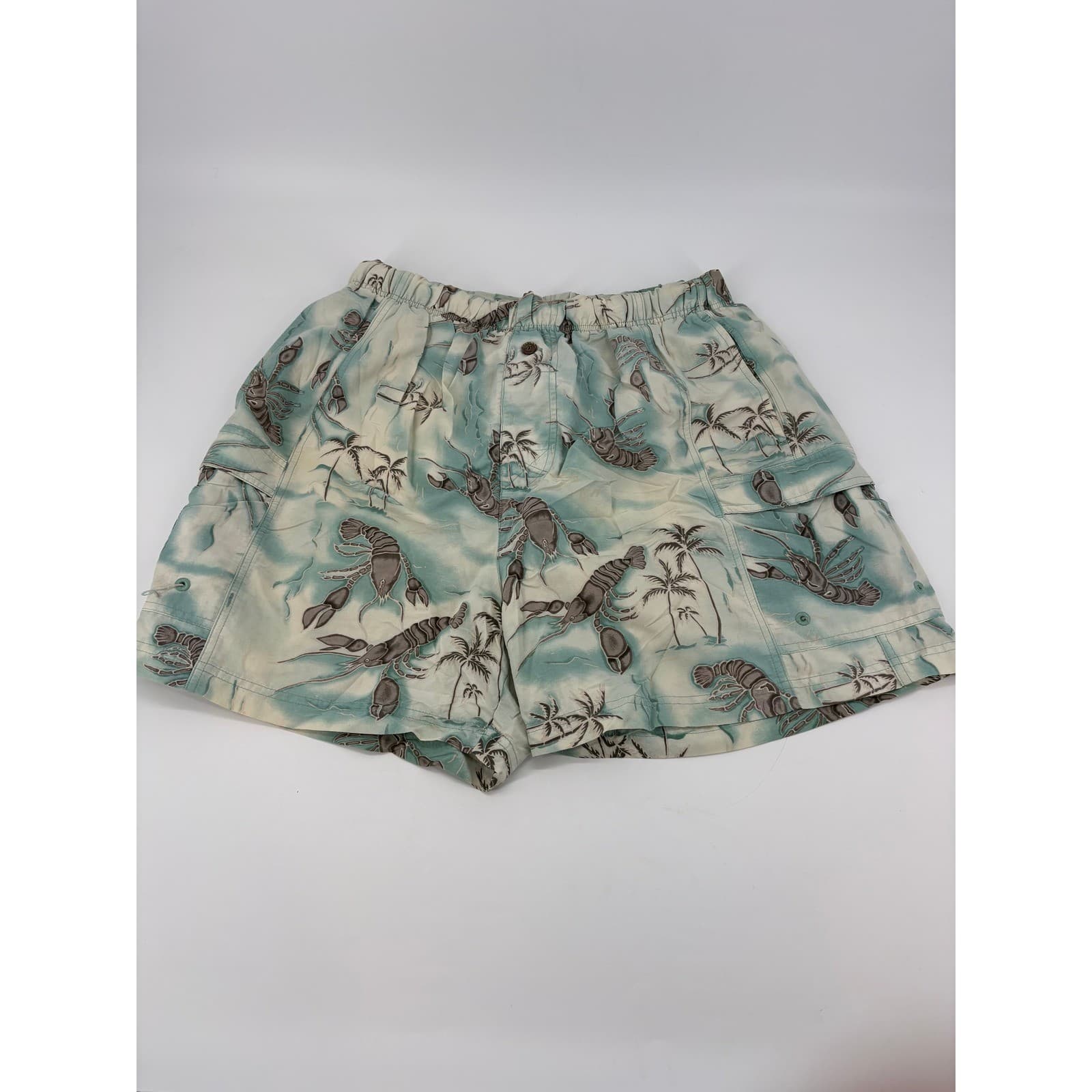 Tommy Bahama Mens Large Swim Trunks Board Shorts Lobster Palm Tree Elastic Waist