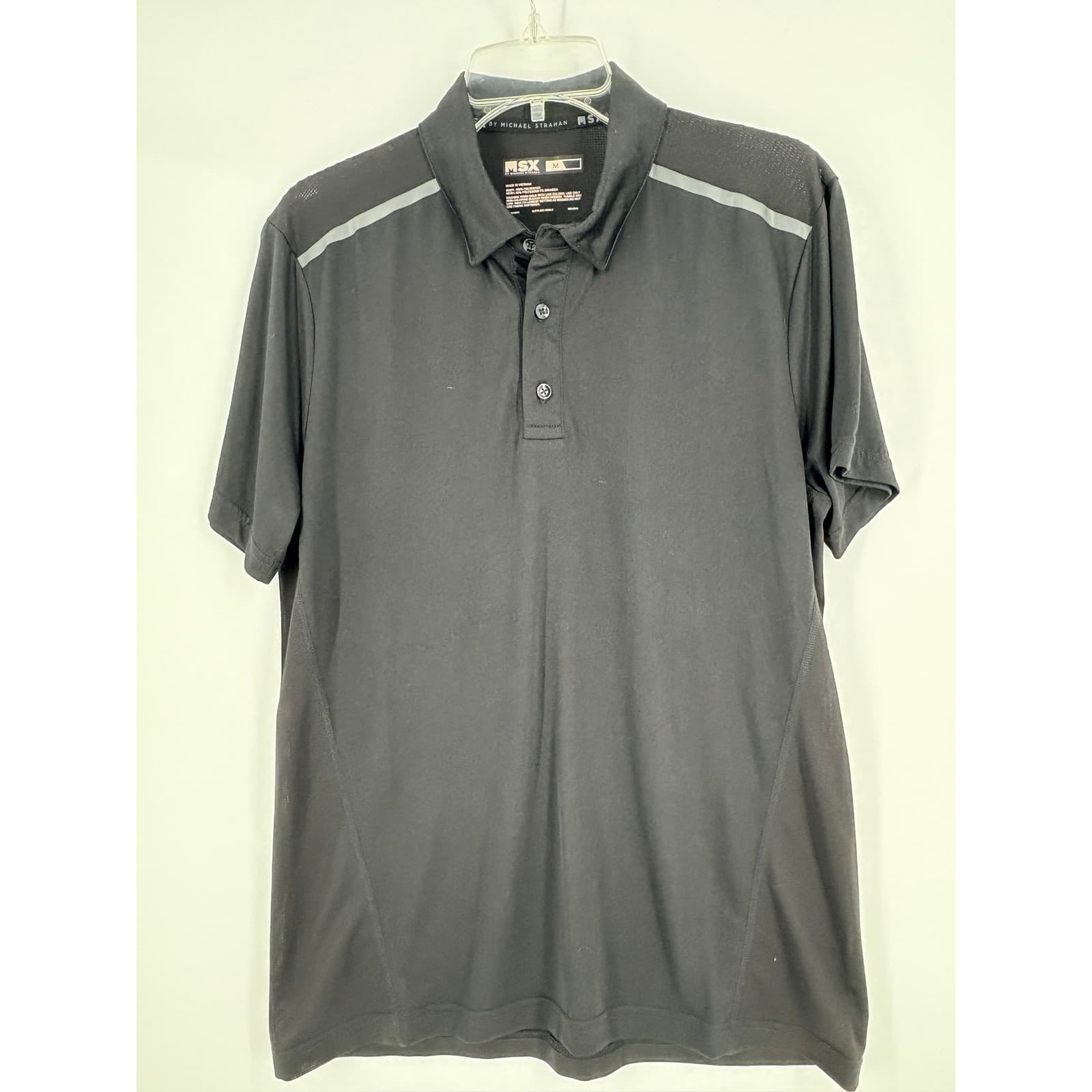MSX By Michael Strahan Men's Black Performance Golf Polo Shirt Size M