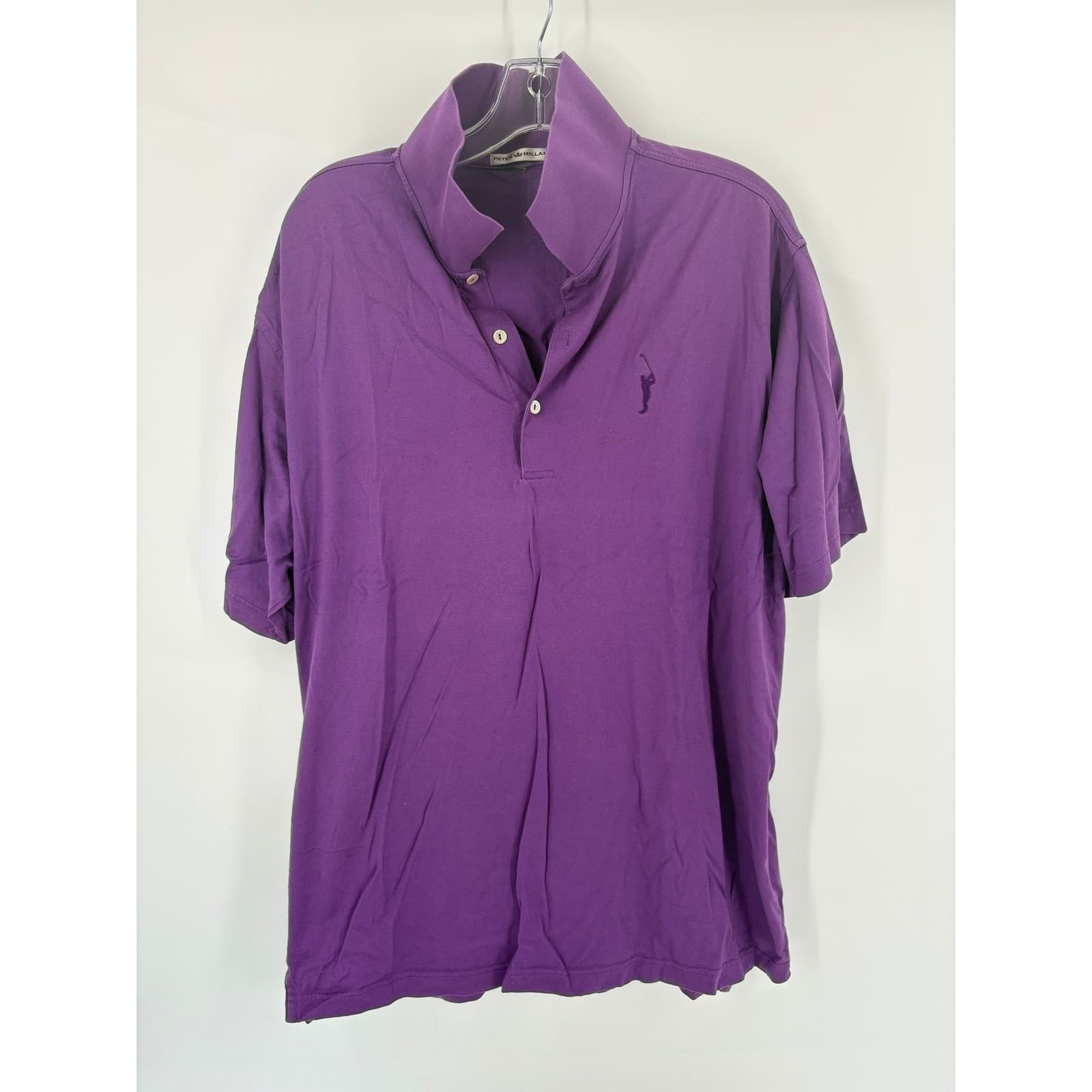 Peter Millar Mens Purple Golf Polo Shirt Embroidered Logo Short Sleeve Size s