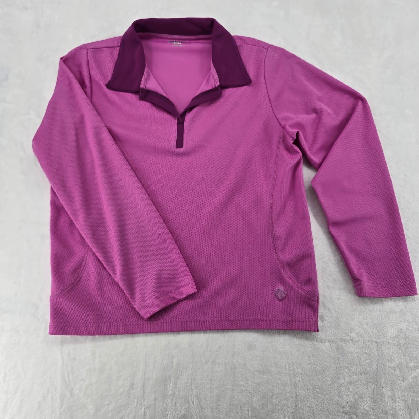 Jerzees Polo Womens Medium Pullover Long Sleeve Pink Purple Activewear Sporty