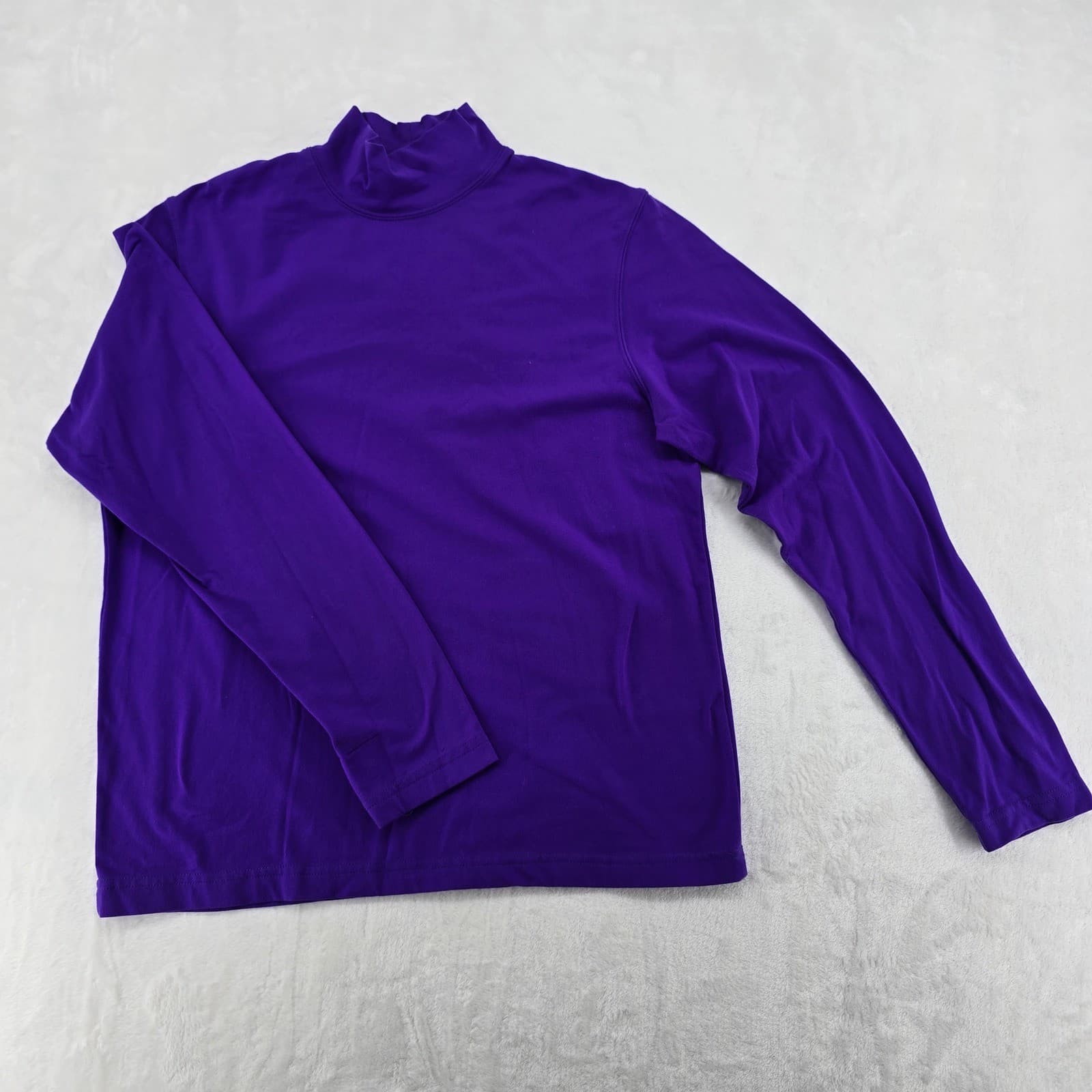 Karen Scott Mock Neck Womens Medium Top Purple Long Sleeve Lycra Spandex Stretch
