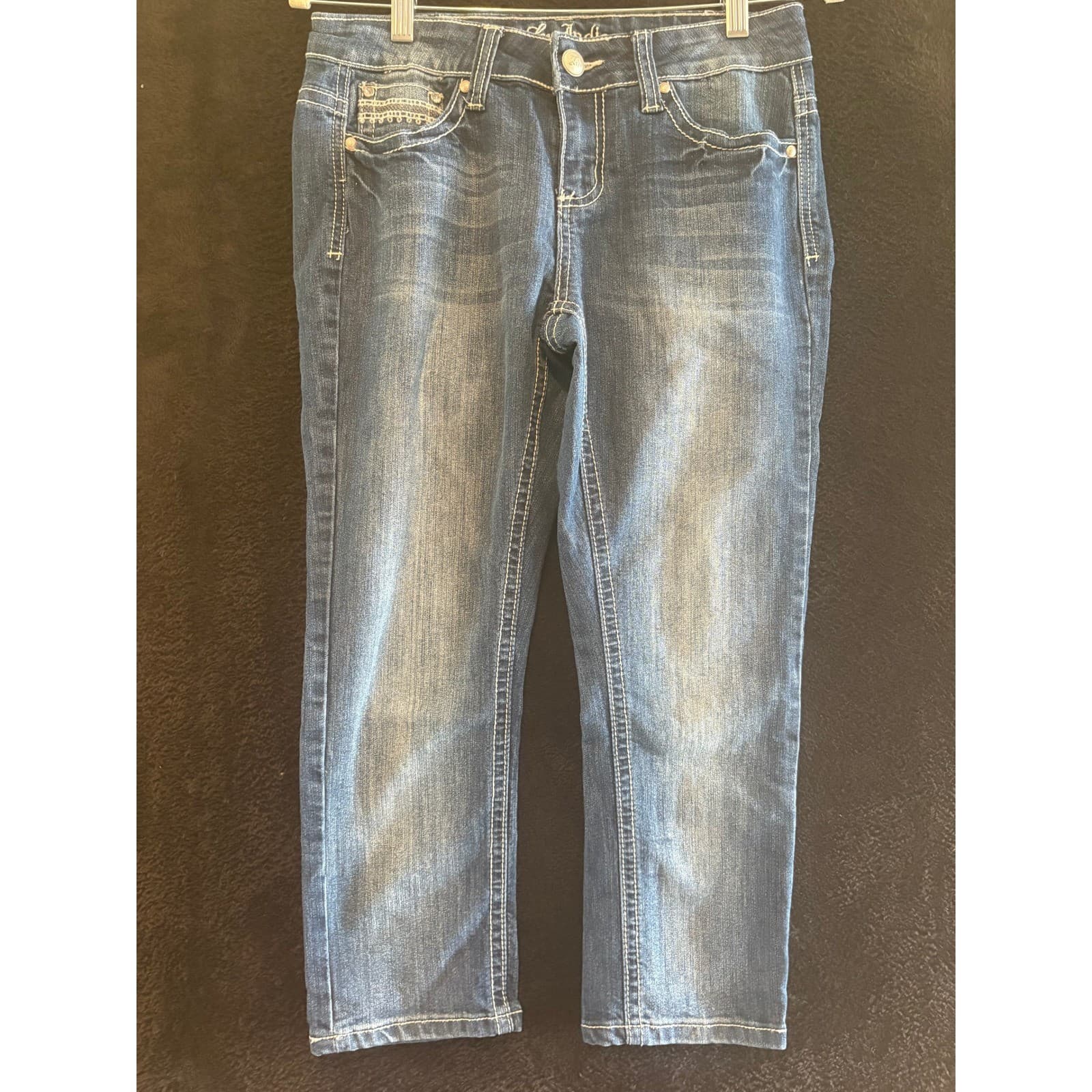Love Indigo Premium Denim Jeans Womens Size 4 Blue Embellished Pockets