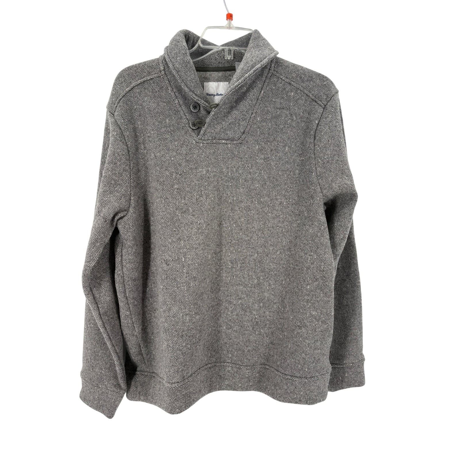 Tommy Bahama Herringbone Shawl Collar Pullover Sweater Women's Small Gray