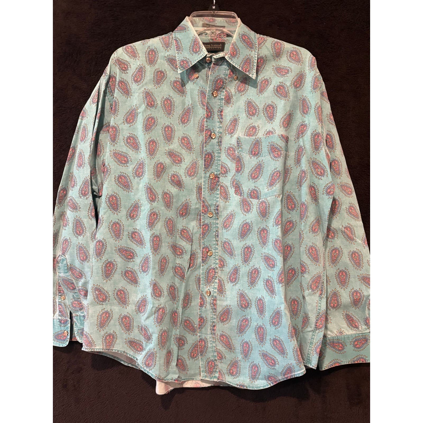 Flying Scotsman Paisley Button Up Shirt Long Sleeve Casual Mens Size L
