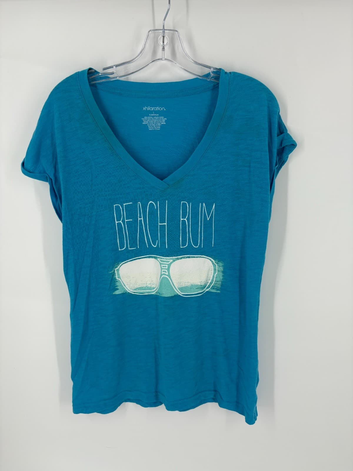 Xhilaration Beach Bum Sleep Shirt Women’s L Blue V-Neck Graphic Tee Lounge