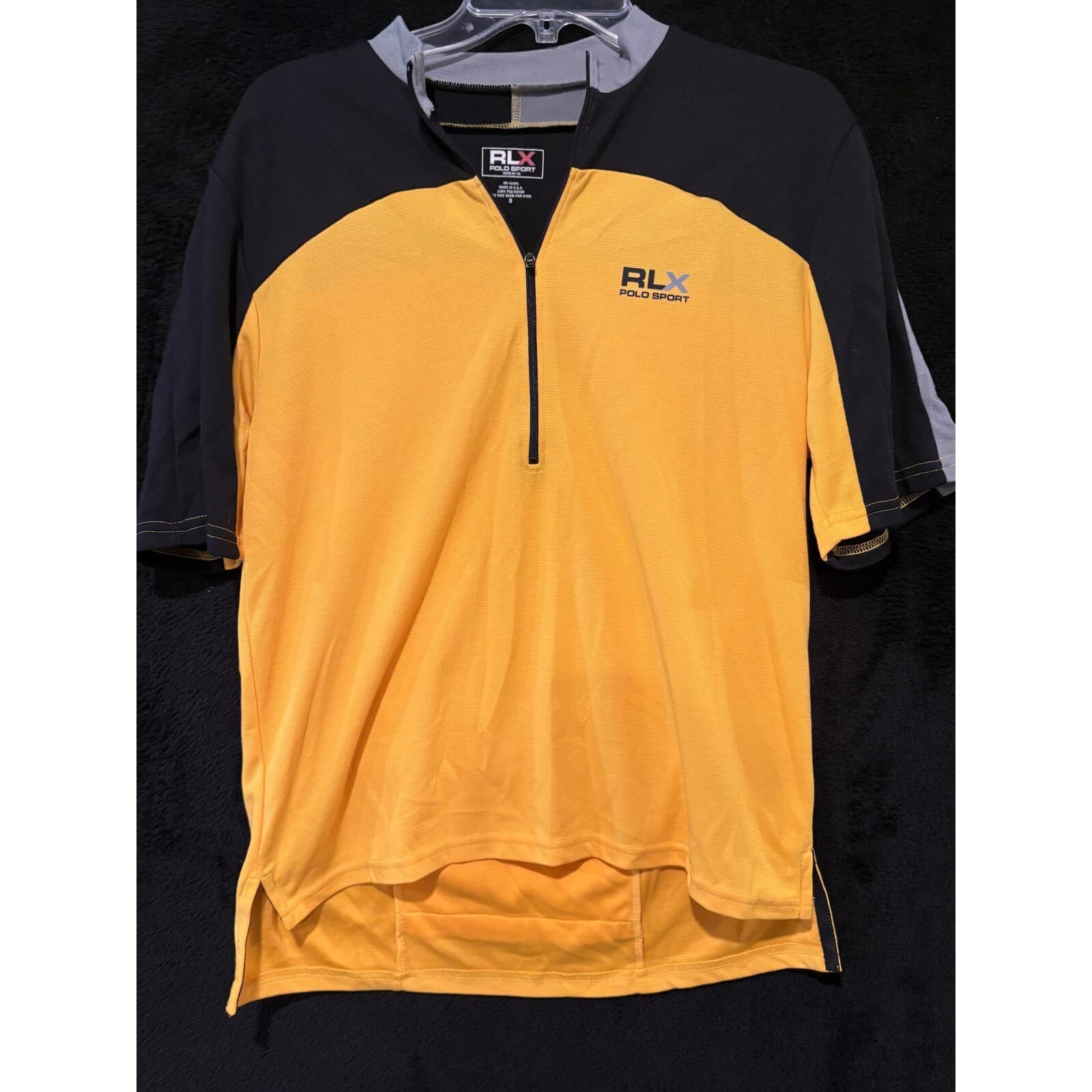 RLX Polo Sport Pullover Mens S Yellow Black Half Zip Cycling Training Small