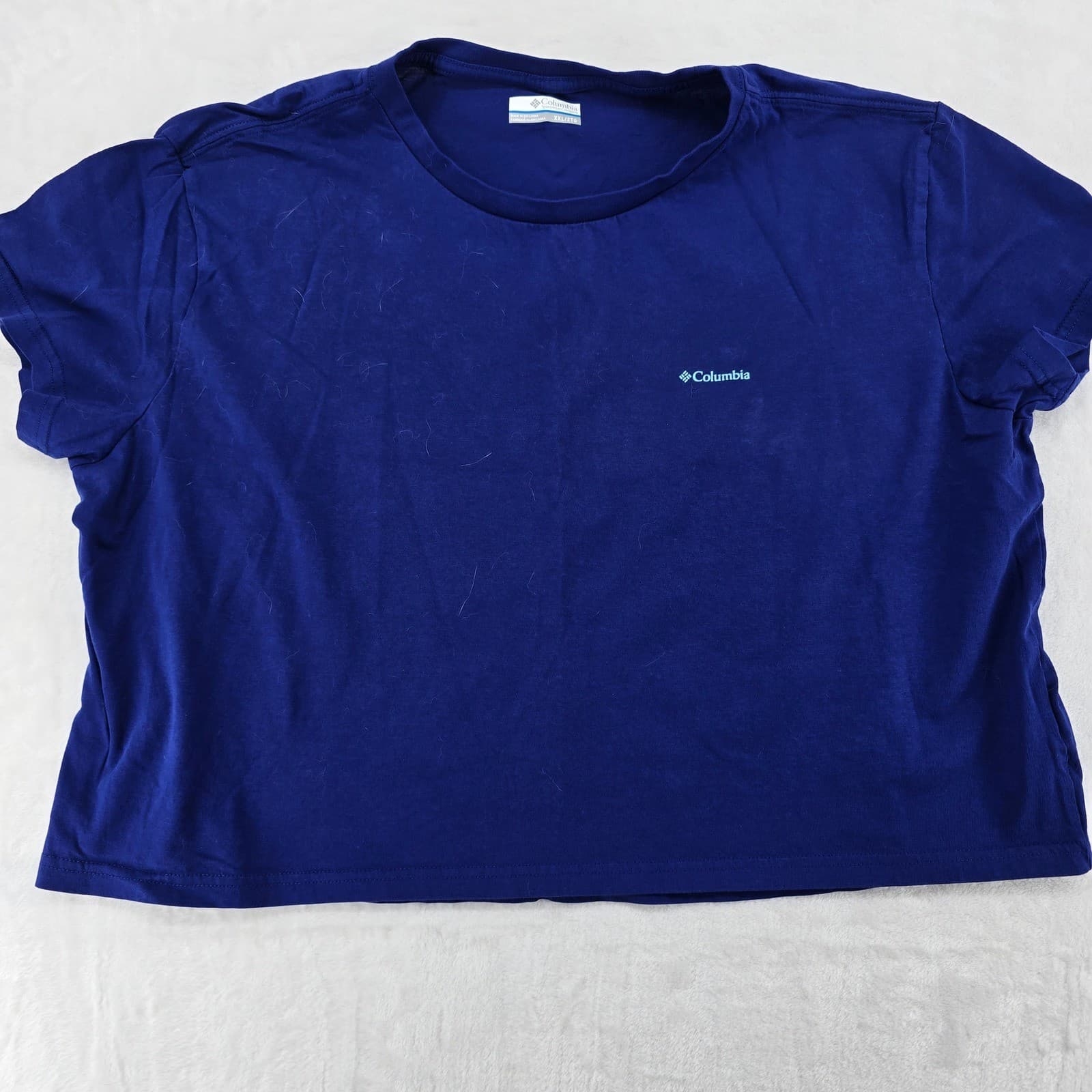 Columbia T-Shirt Mens XXL Shirt Blue Short Sleeve Graphic Logo Cotton