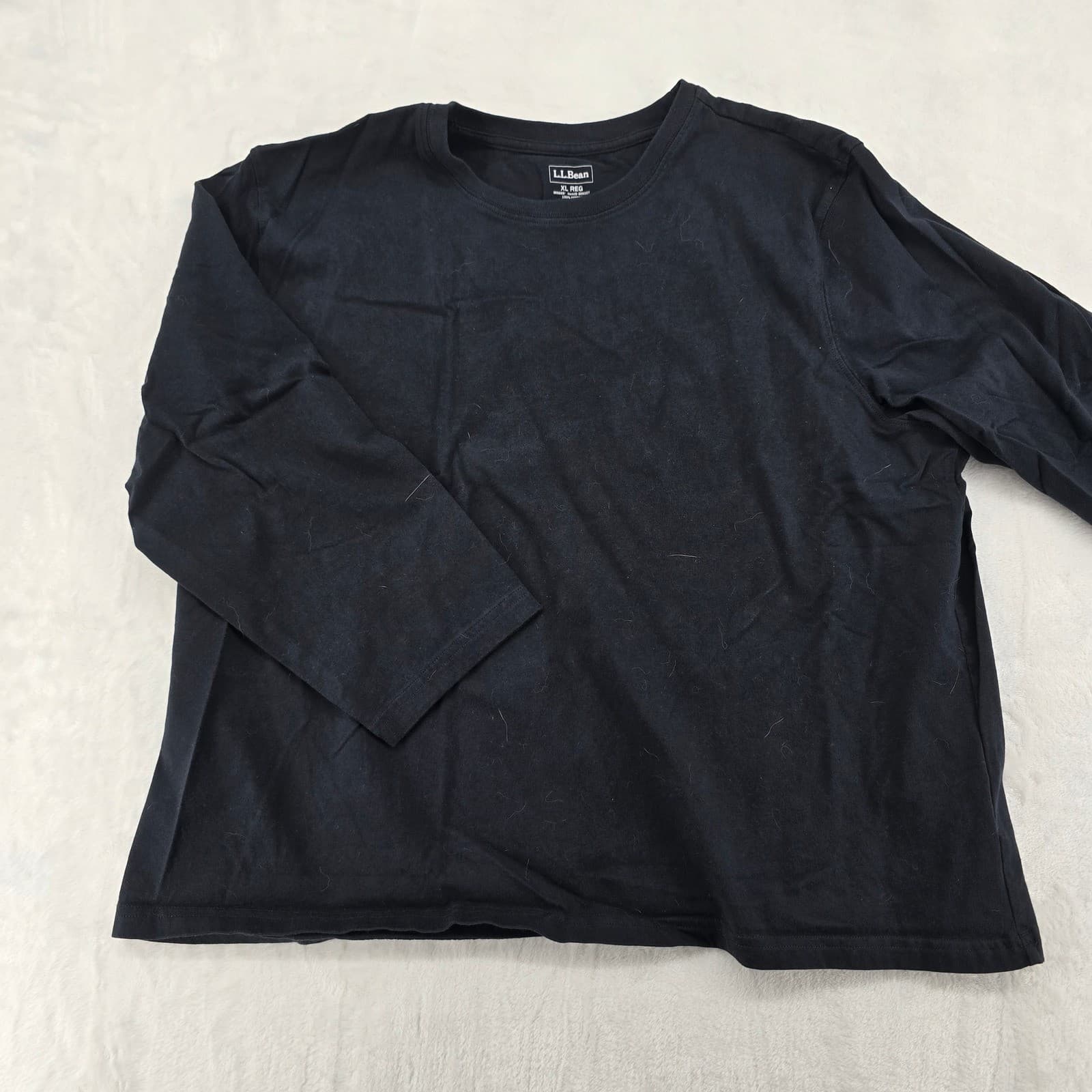L.L.Bean T-Shirt Womens XL Long Sleeve Tee Black Cotton Crewneck 509357
