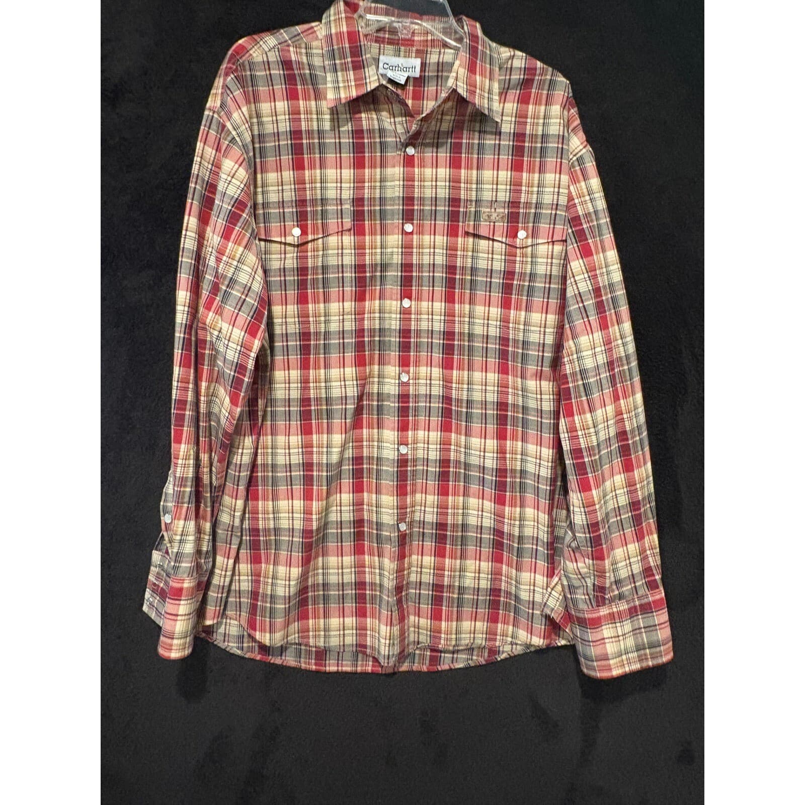 Carhartt Plaid Flannel Shirt Long Sleeve Button Up Workwear XL