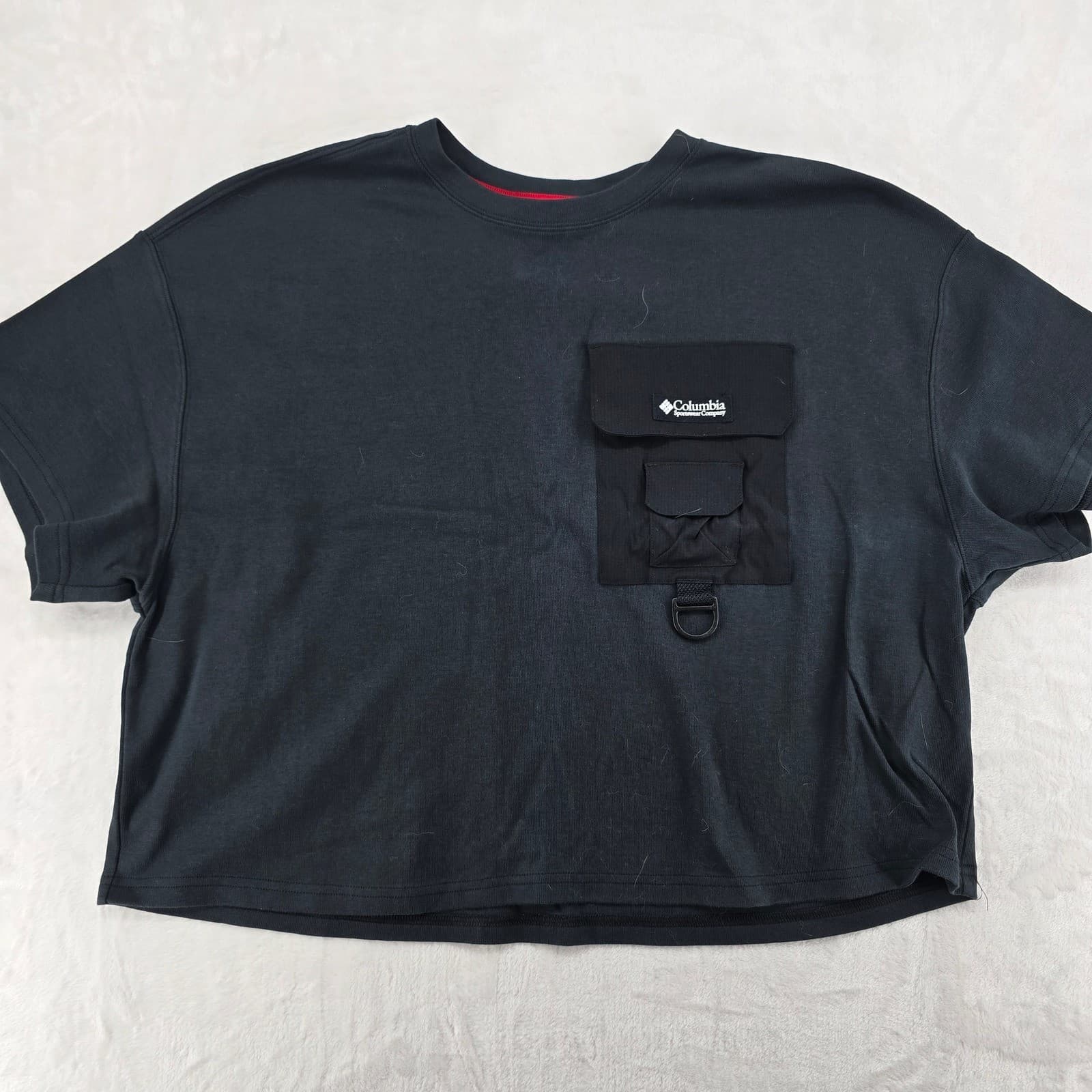 Columbia T-Shirt Womens XL Tee Black Utility Pocket D-Ring Cropped AL0401