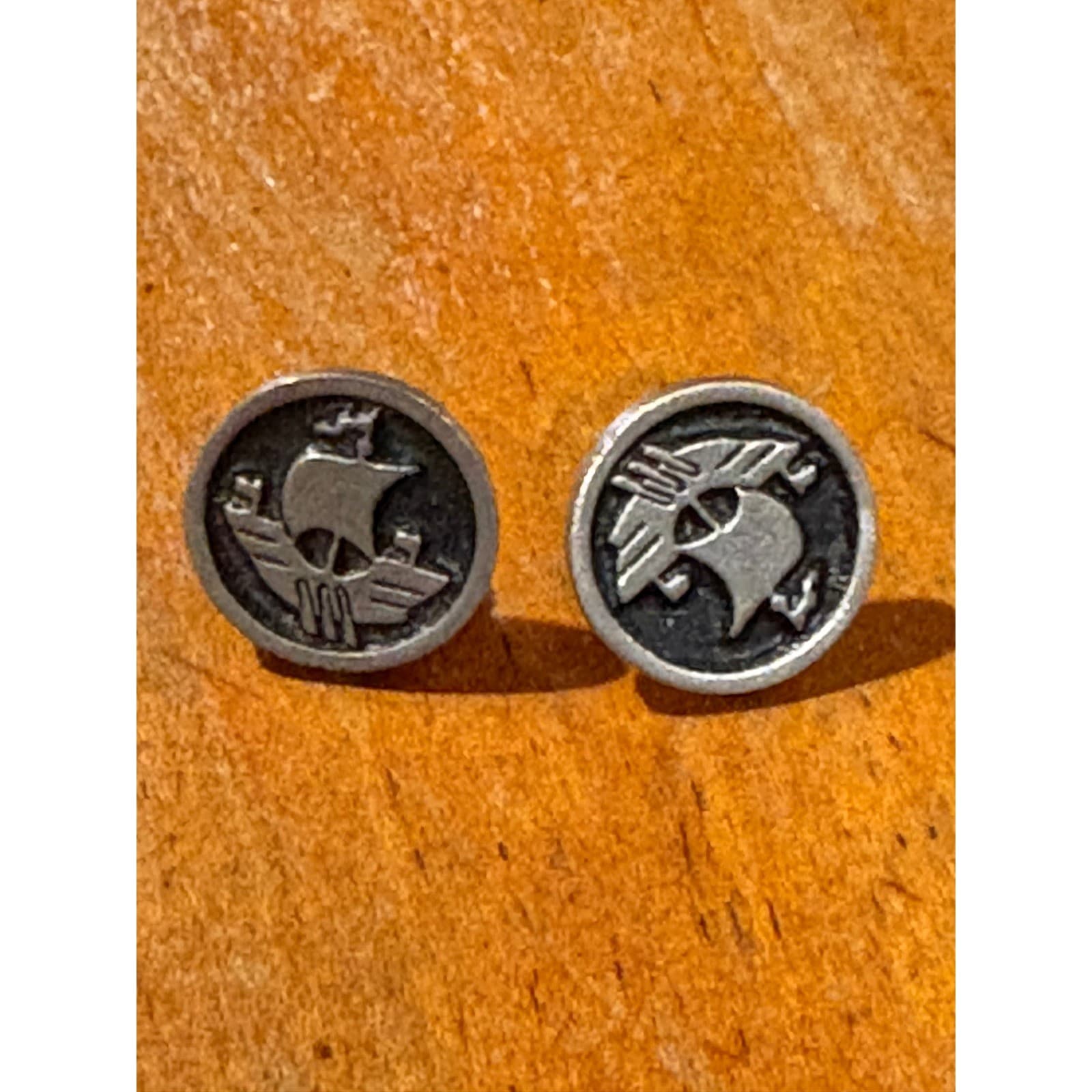 Unbranded Stud Earrings Womens OS Earrings Silver Black Viking Ship Nautical