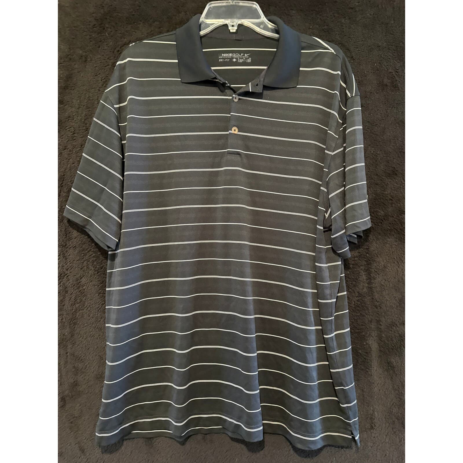Nike Golf Dri-FIT Polo Shirt Striped Gray Athletic Casual XL
