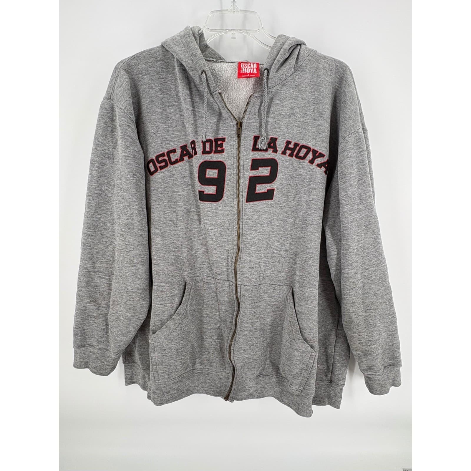 Oscar De La Hoya 92 Zip Up Hoodie Mens Large Gray Boxer Graphic
