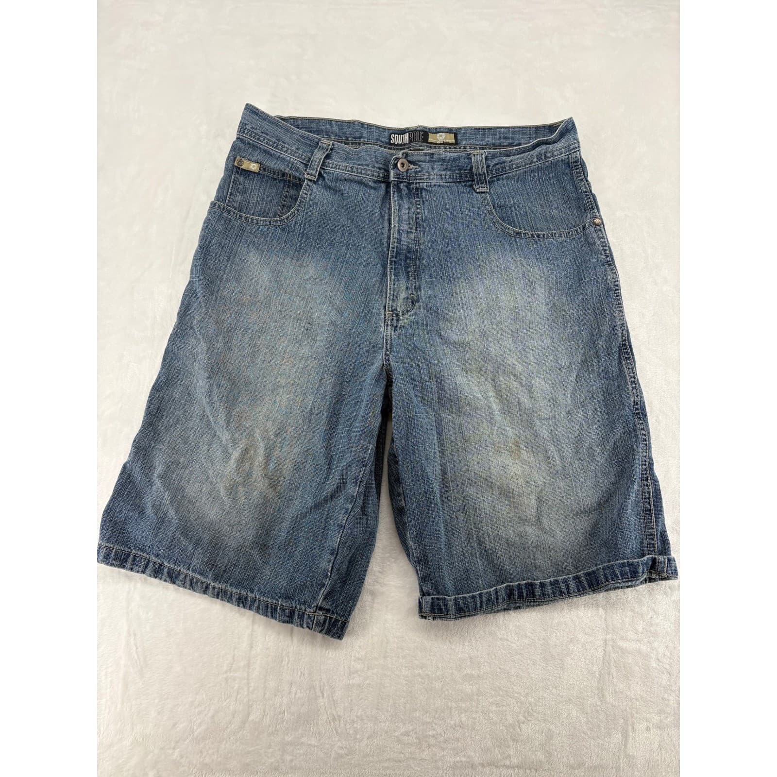Southpole Denim Shorts Mens 36 Shorts Blue Baggy Y2K Streetwear Cargo Jean