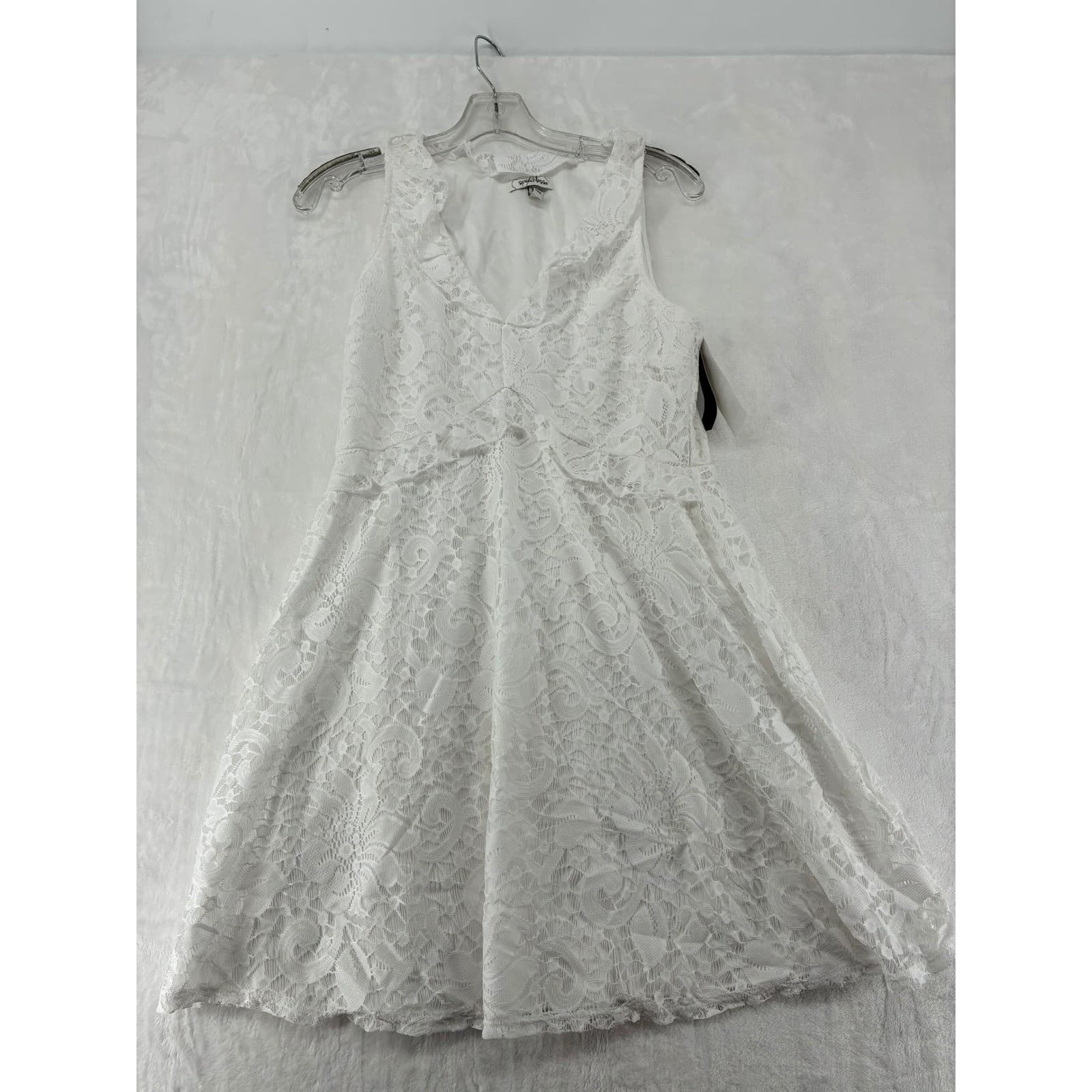 Speechless Romper Womens Large Dress Optic White Lace Fit & Flare JA39801HTM NWT