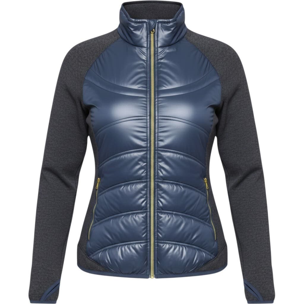 London Fog Jacket Womens L Blue Puffer Fleece Panels Full Zip Athletic Large