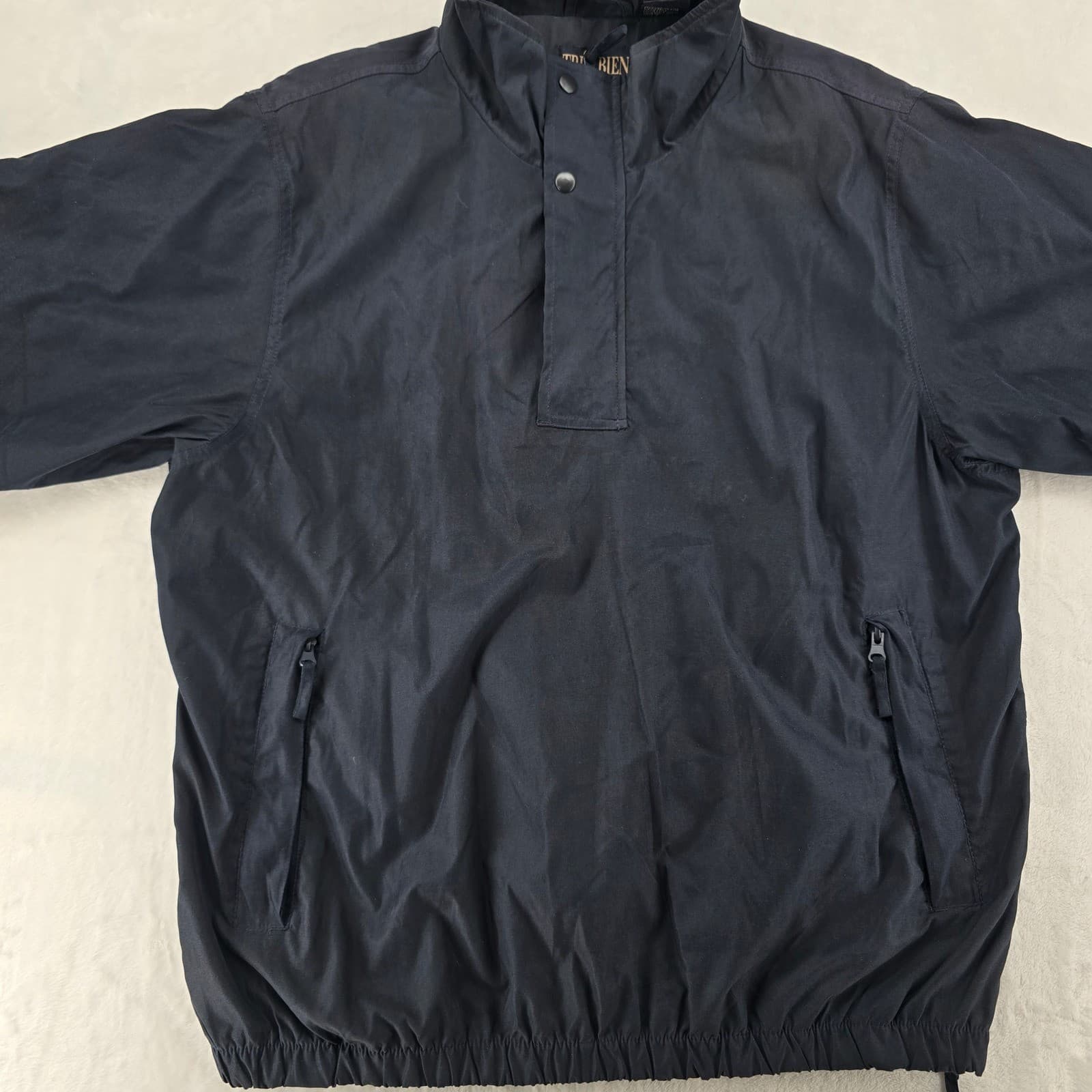 Tres Bien Windbreaker Womens L Jacket Navy Blue Quarter Snap Mock Neck