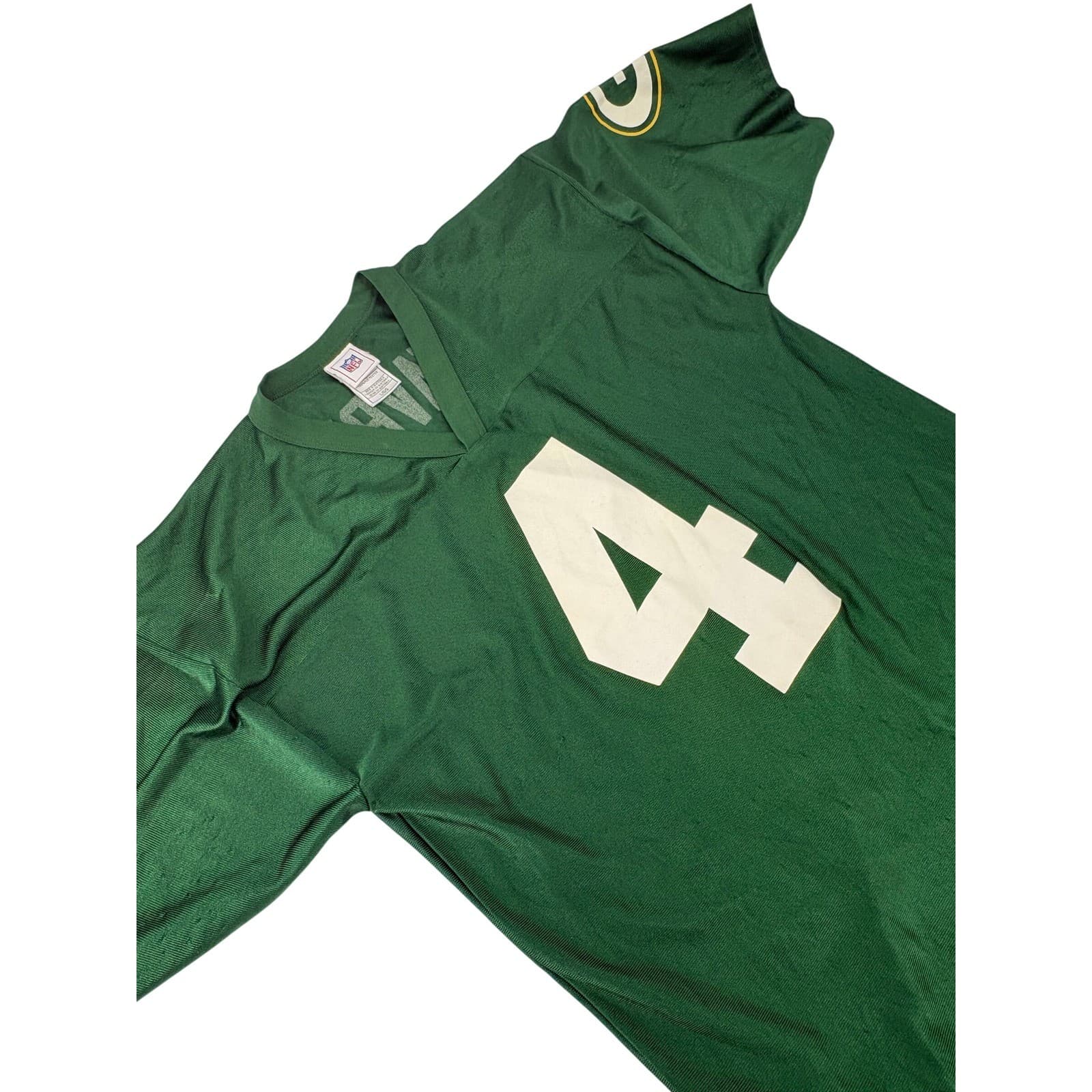 NFL Green Bay Packers Mens Large Jersey Green Brett Favre 4 Football V-Neck