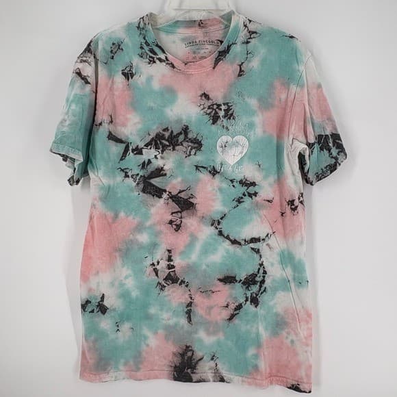 Linda Finegold Tee Shirt Heart Flames Graphic Get A Grip Ass holes Live Forever