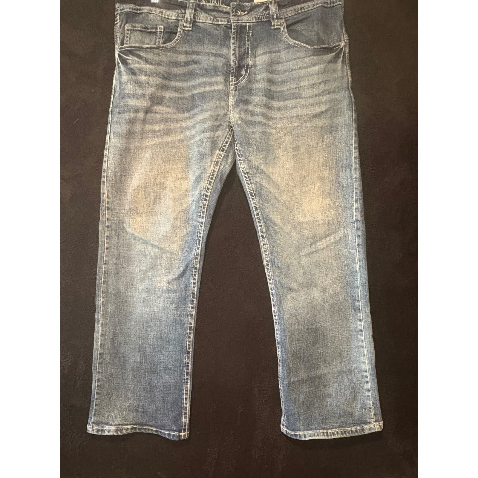 TK Axel Slim Boot Jeans Mens 38x30 Light Wash Denim Distressed Casual Pants