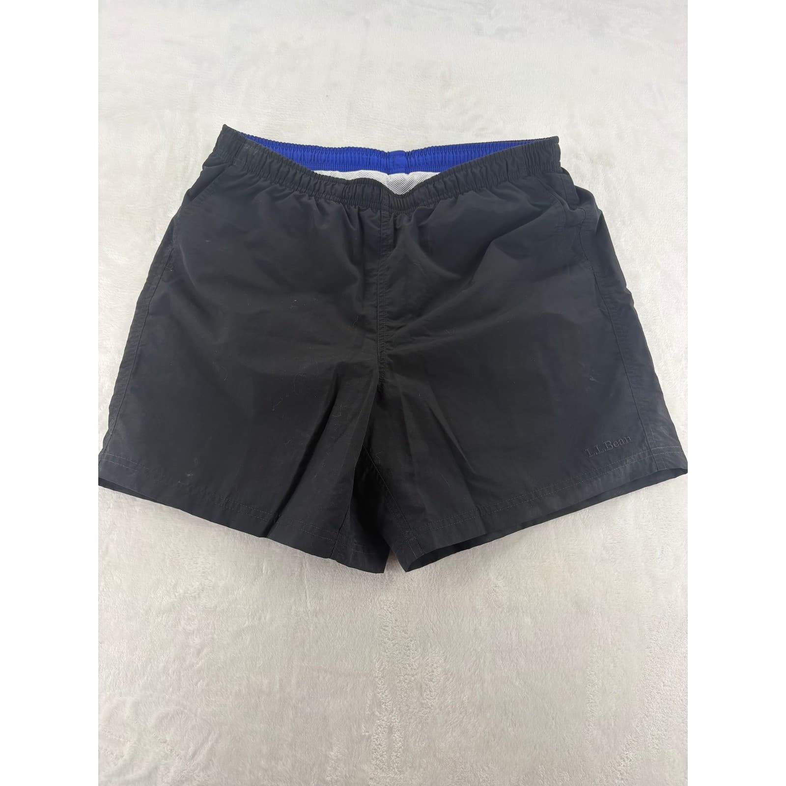 L.L. Bean Swim Trunks Mens 40 Shorts Black Supplex Nylon Mesh Lined 6 Inseam