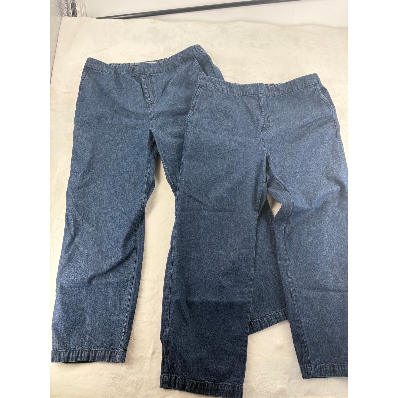 Draper's & Damons Denim Pants Womens PL S Jeans Blue Elastic Waist Cotton 7048