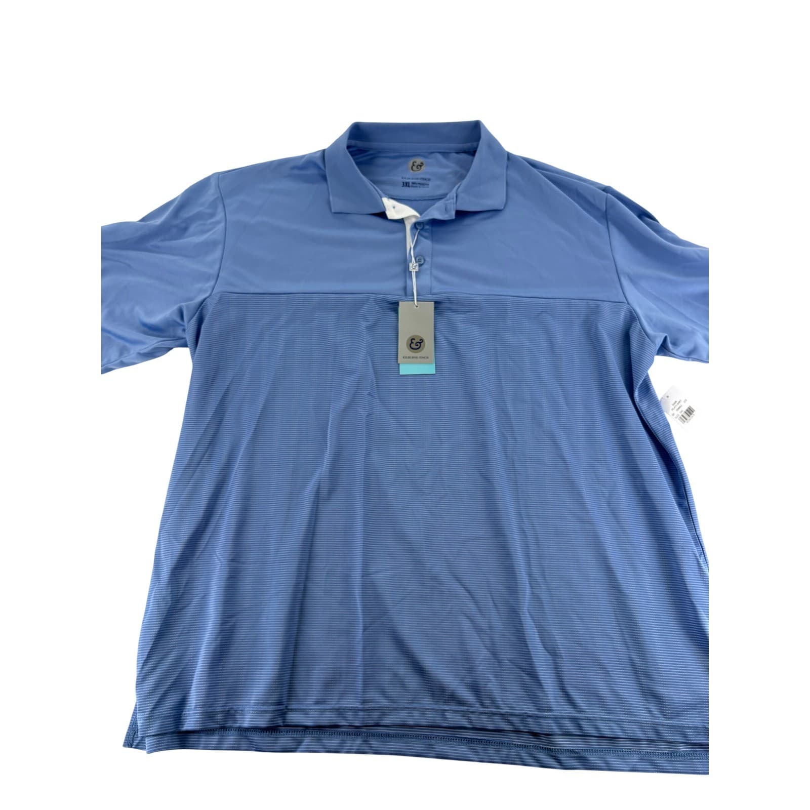 Kilburne + Finch Polo Mens 3XL Shirt Periwinkle Blue Striped Moisture Wicking