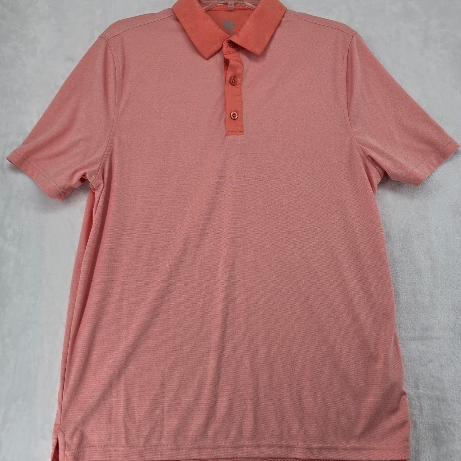 Graham Luxe Hamill Mens M Polo Shirt Coral Pink Short Sleeve Golf Performance