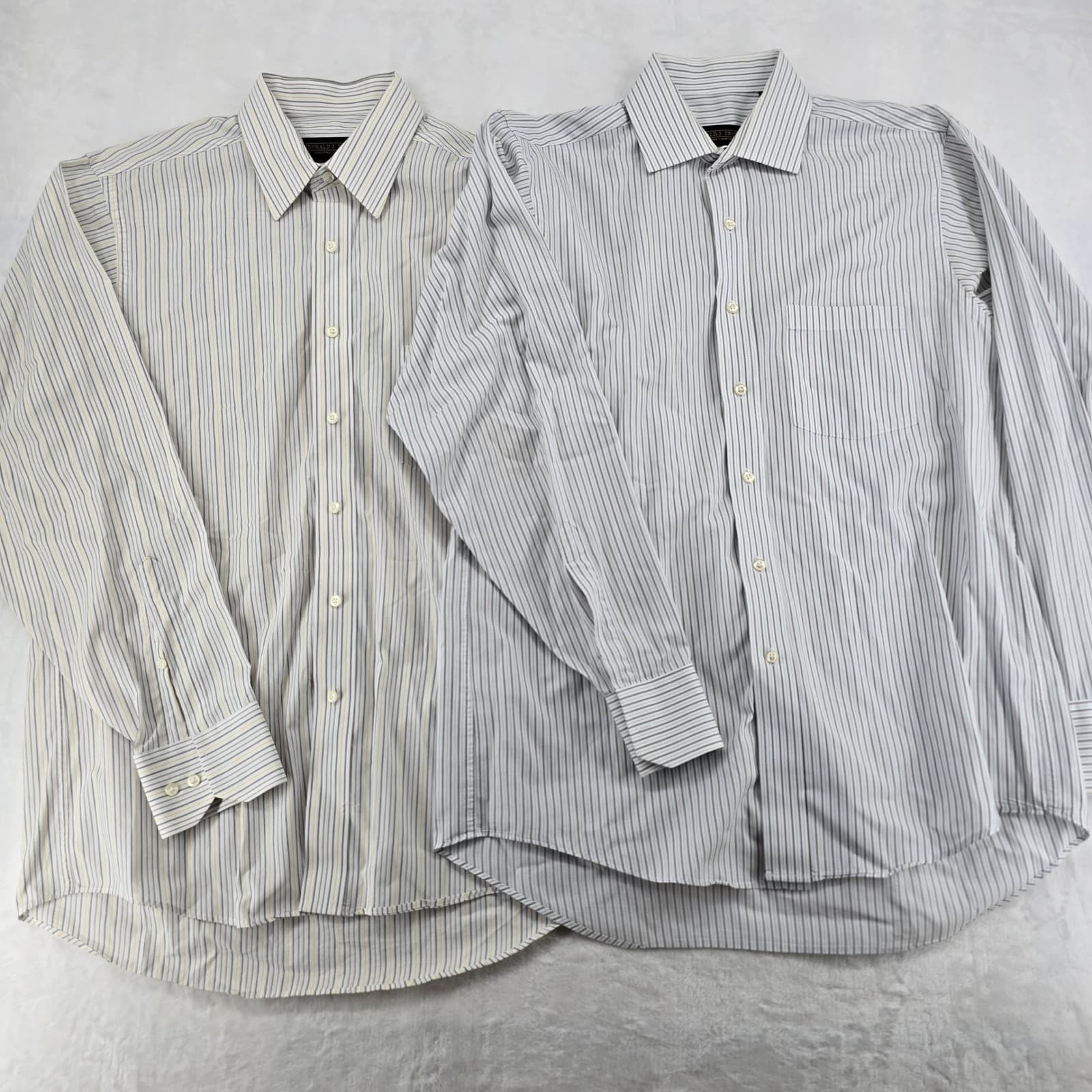 Donald J Trump Shirt Mens 16 34/35 Dress Shirt White Striped Regular Fit 2 Pack