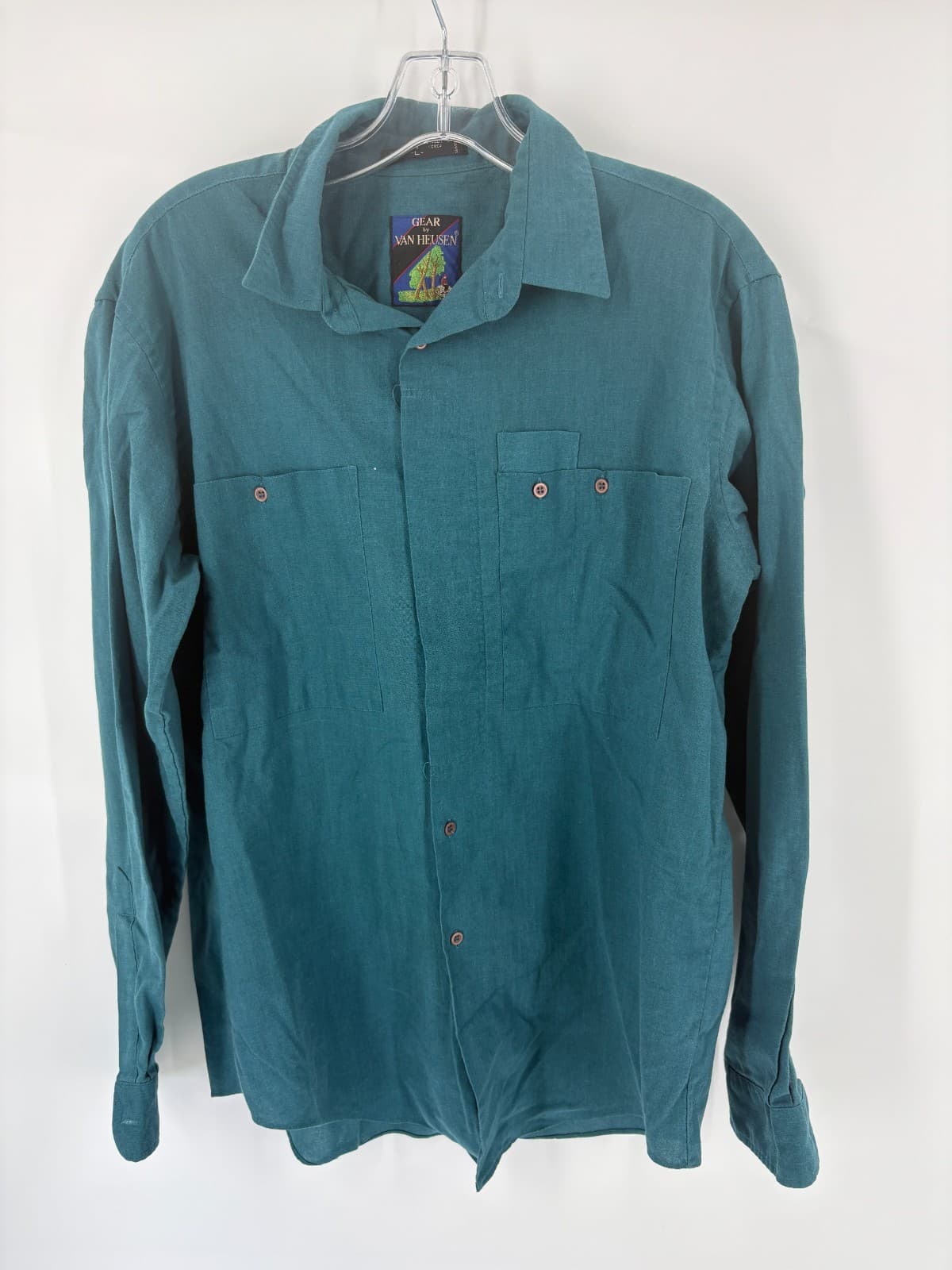Gear by Van Heusen Vintage Outdoors Shirt Teal Button Front Long Sleeve L