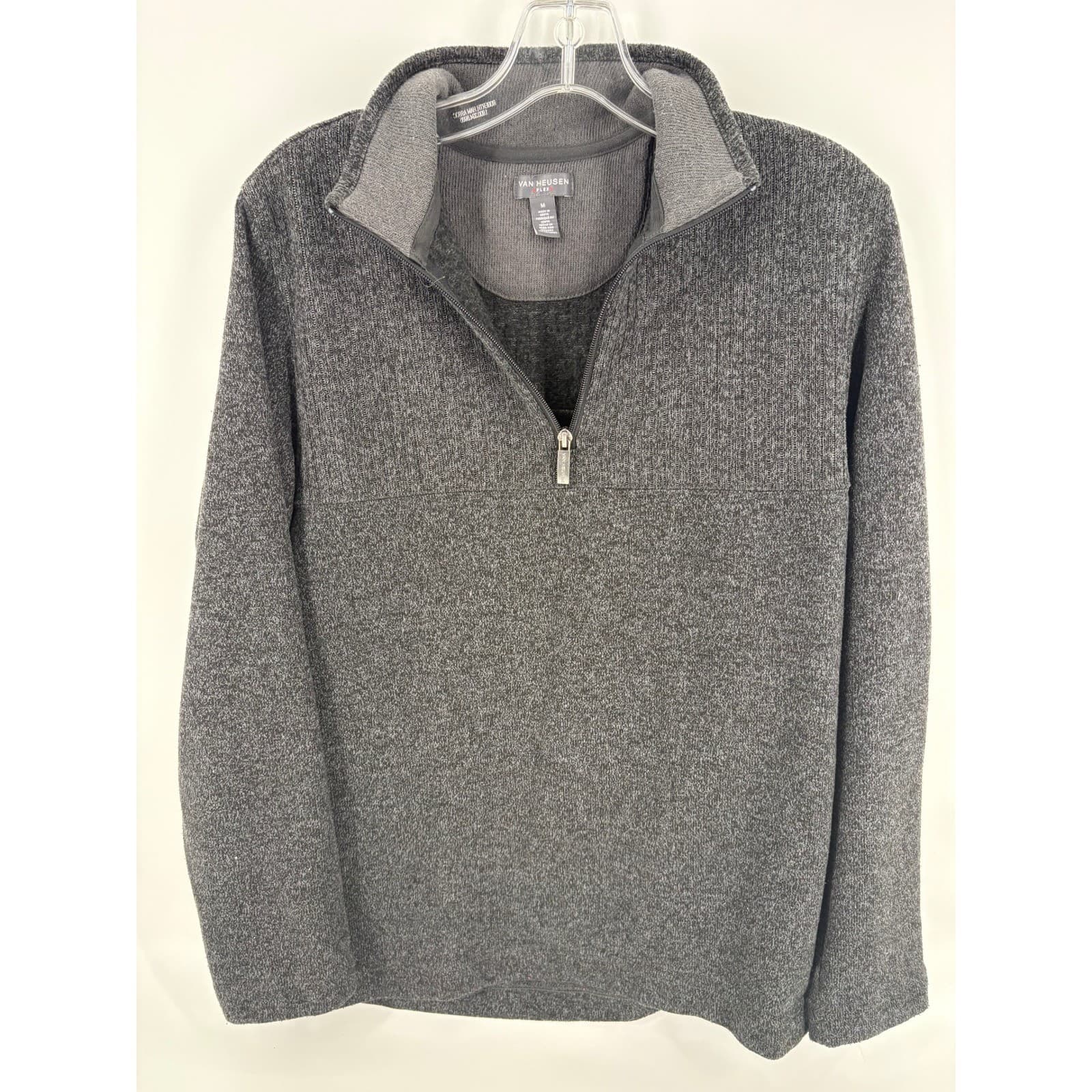 Van Heusen Flex Gray 1/4 Zip Pullover Sweater Men's Medium Casual