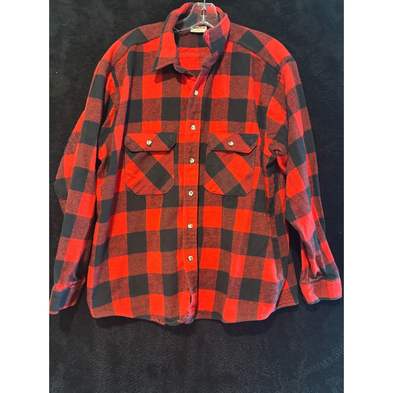 Mens Winston XL Red Black Buffalo Plaid Flannel Shirt Button Up Long Sleeve