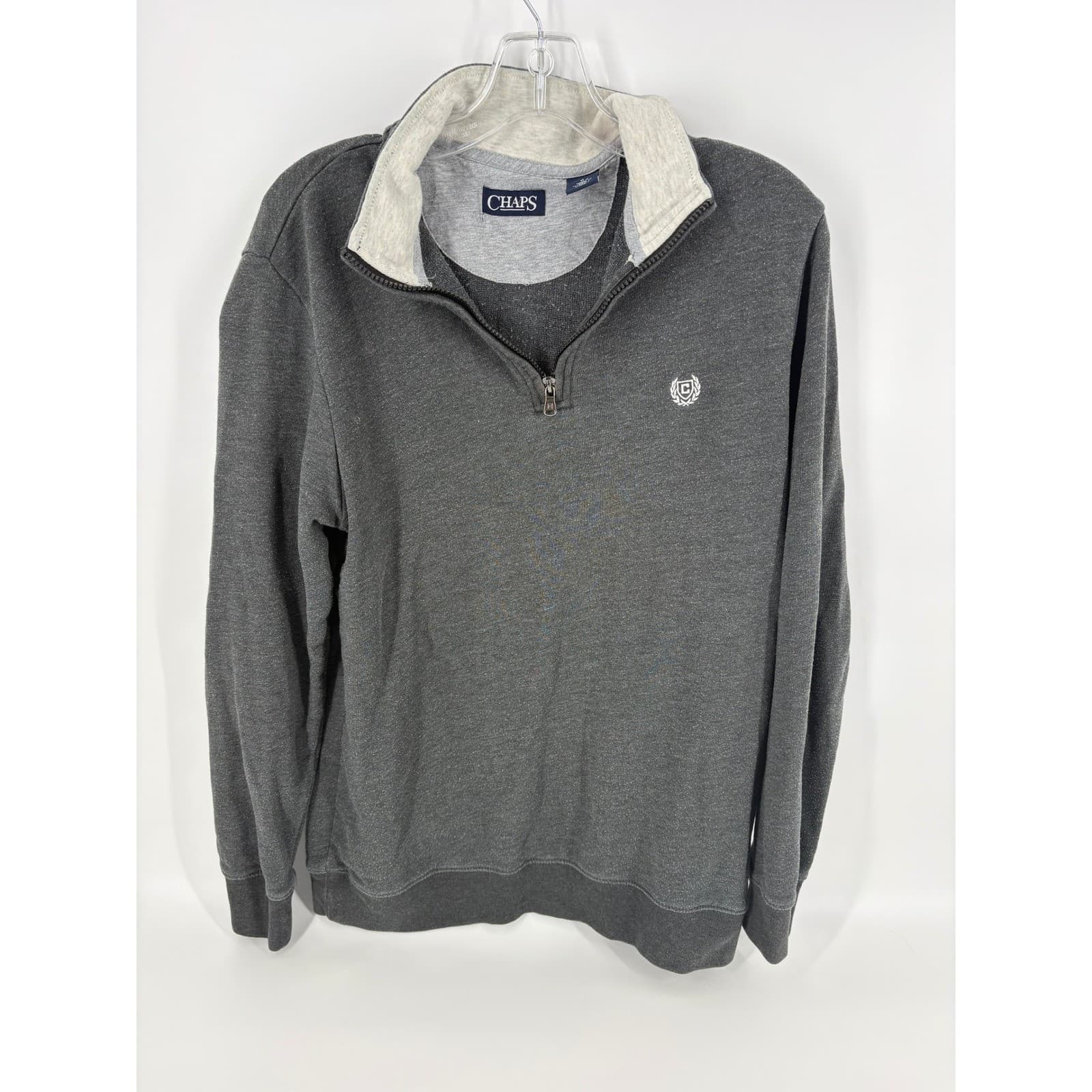 Chaps Mens Gray Quarter Zip Pullover Sweatshirt Long Sleeve Casual Comfy