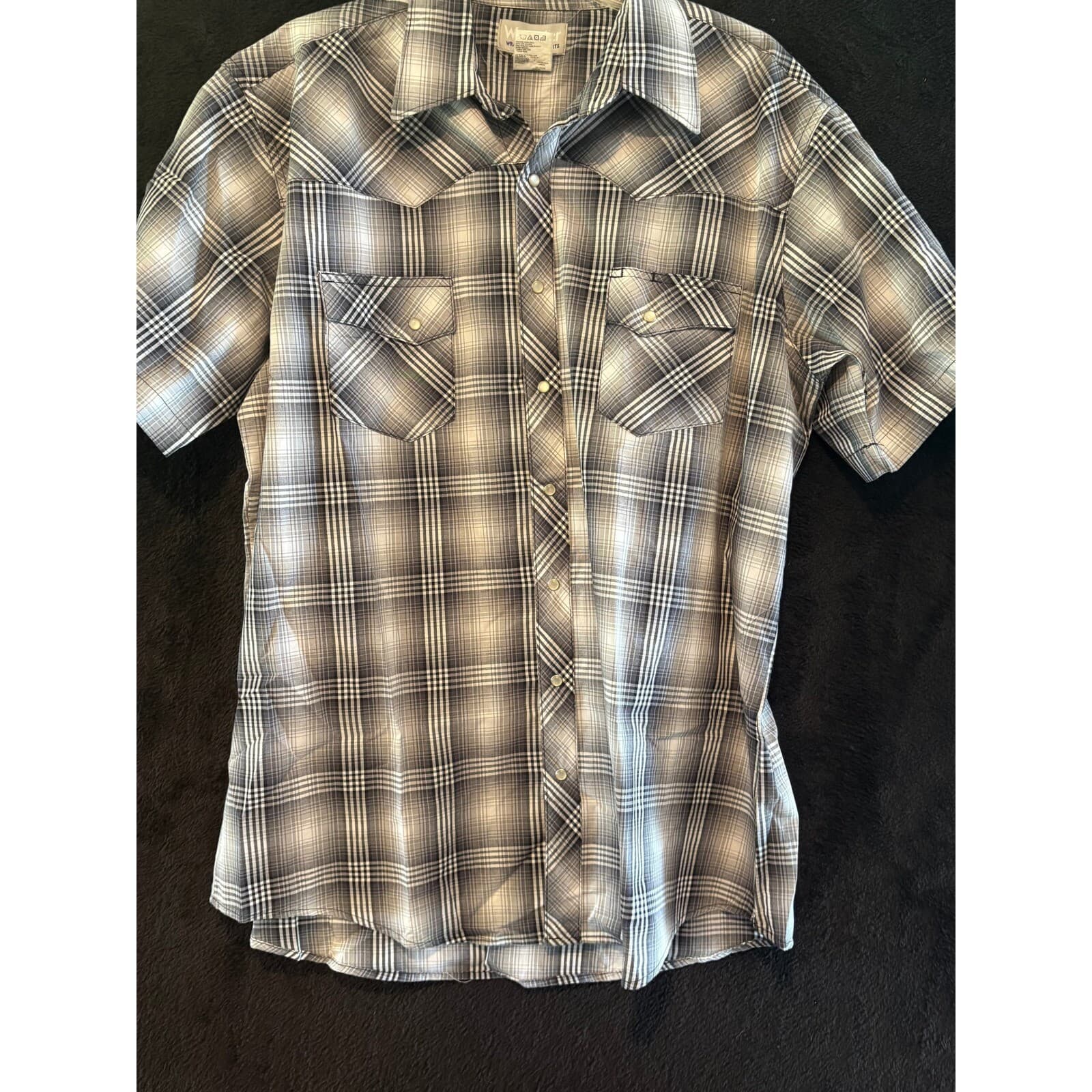 Wrangler Wrancher Western Shirt Plaid Short Sleeve Cowboy XL/TG/XG